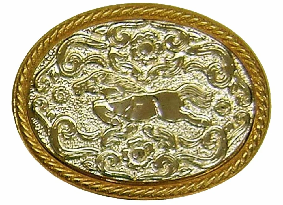 Modestone Unisex złoty galopujący koń zachodni styl klamra do paska O/S srebrna, Srebrny, Rozmiar uniwersalny