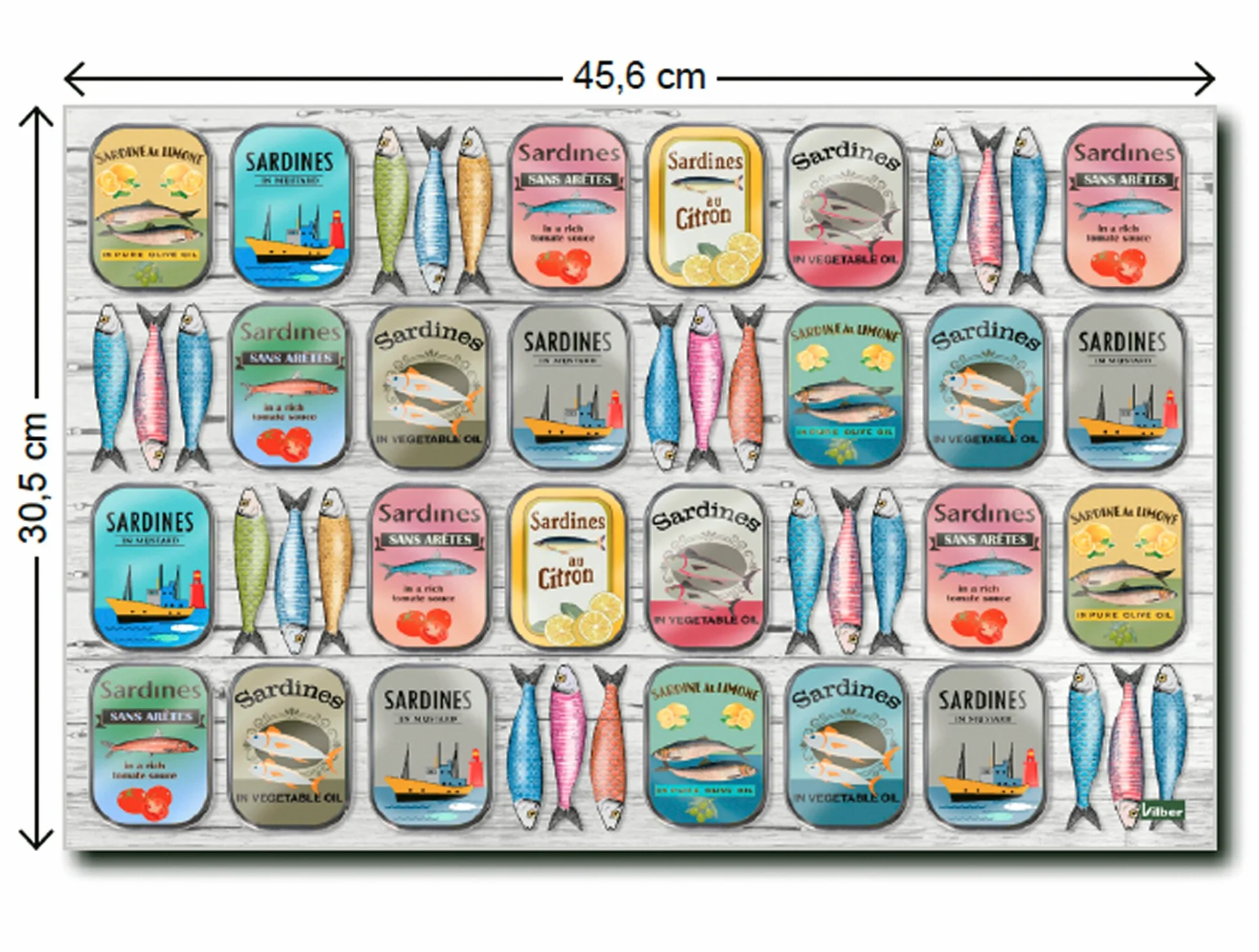 vilber A050 V01 Sardines. 2942 DU01 obrus tapeta stacja dokarmiania poidło dla ptaków, 45,6 x 30,5 x 0,2 cm, wielokolorowy