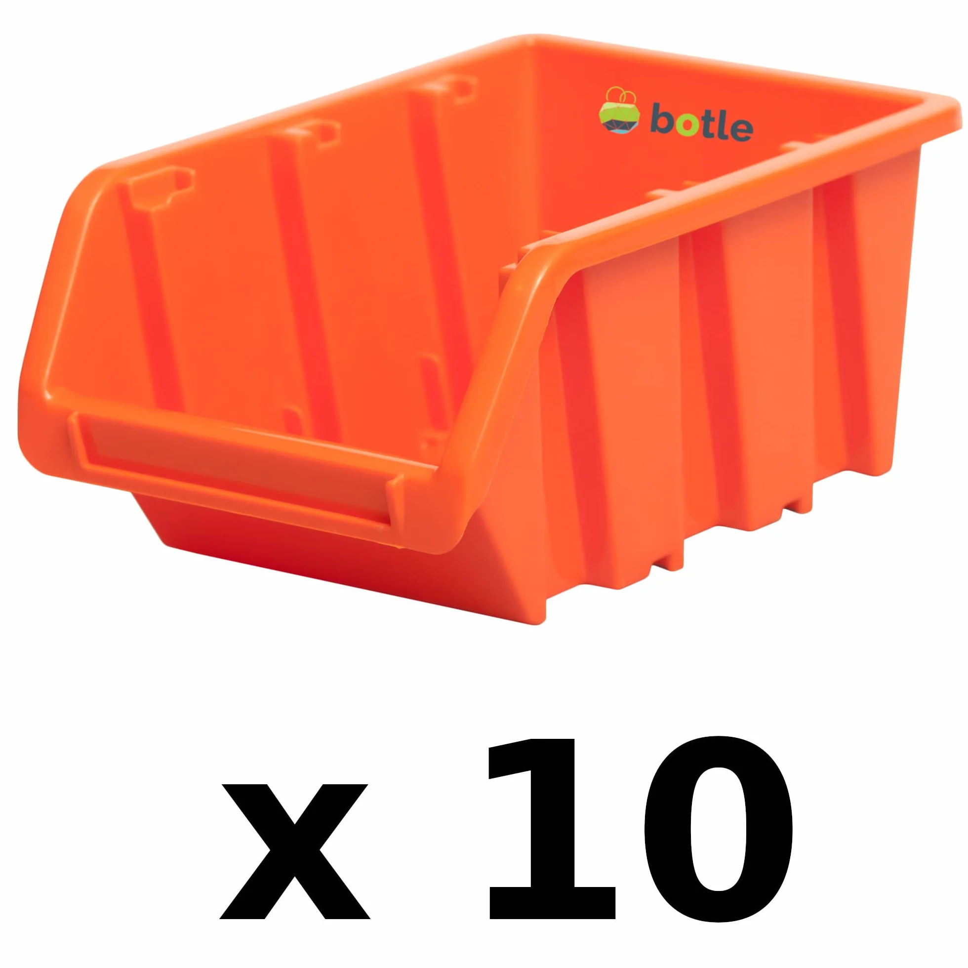Botle 10 x pudełka magazynowe do warsztatu i garażu, pudełka do przechowywania, pudełka do sortowania, pudełka 120x195x90 mm, pomarańczowe pudełka magazynowe z tworzywa sztucznego, stosowe pudełka