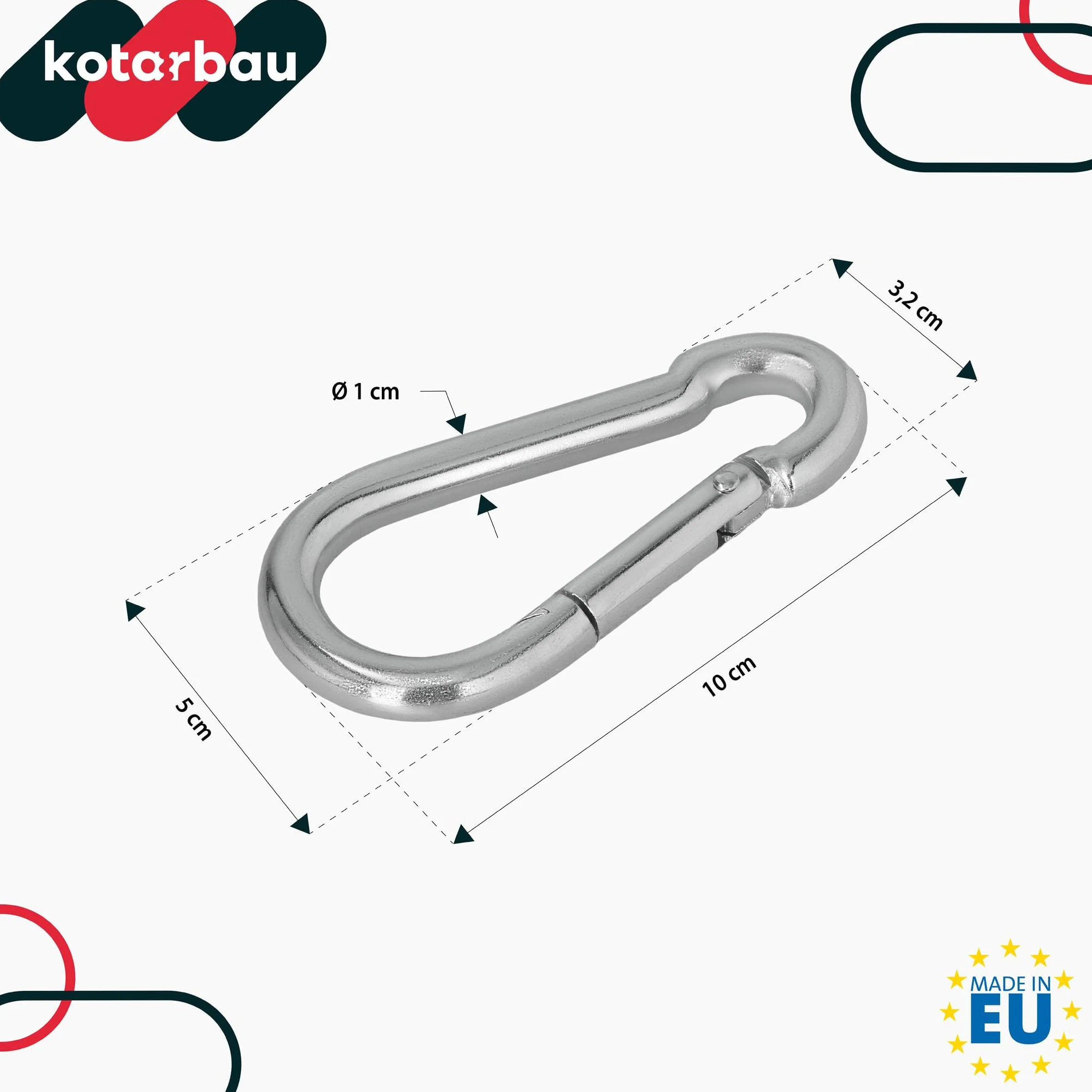 KOTARBAU® Karabińczyk do linek straży pożarnej, wytrzymały do łańcuchów
