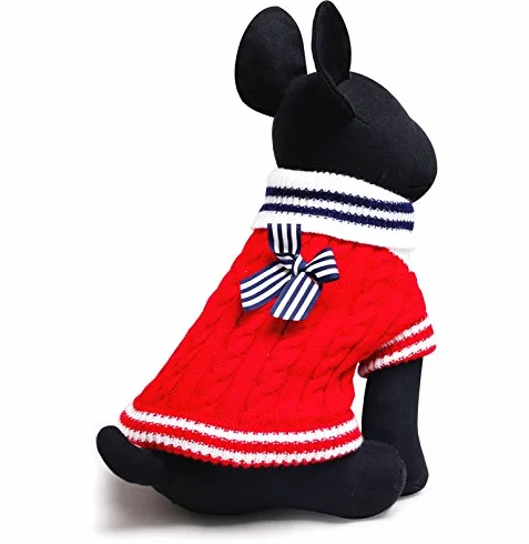 SMALLLEE_Lucky_Store sweter kurtka z dzianiny ciepły zimowy płaszcz dla Chihuahua mały pies kot czerwony XXS