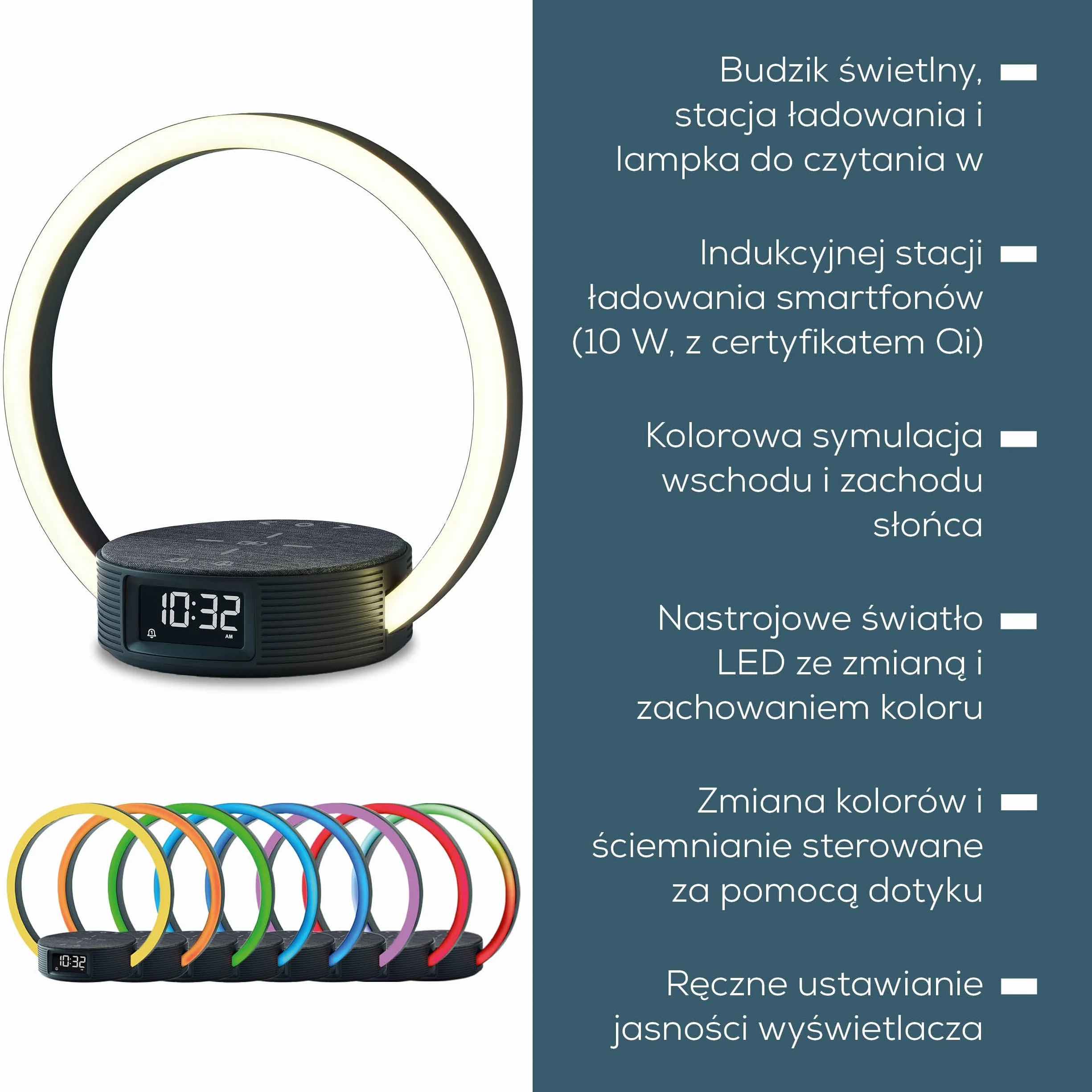 Beurer WL 65 Wake Up + Charge Budzik świetlny z funkcją ładowania smartfonów, symulacją wschodu słońca i ściemnianą lampką nocną