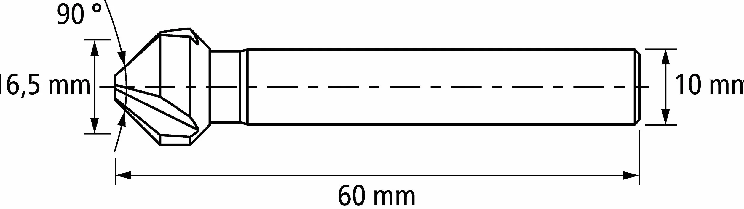PFERD HSS-E Co5 pogłębiacz stożkowy/do usuwania zadziorów | 90°, Ø 16,50 mm, trzpień ø 10 mm, DIN 335 C | 25202134 – odporny na temperaturę dzięki zawartości CO