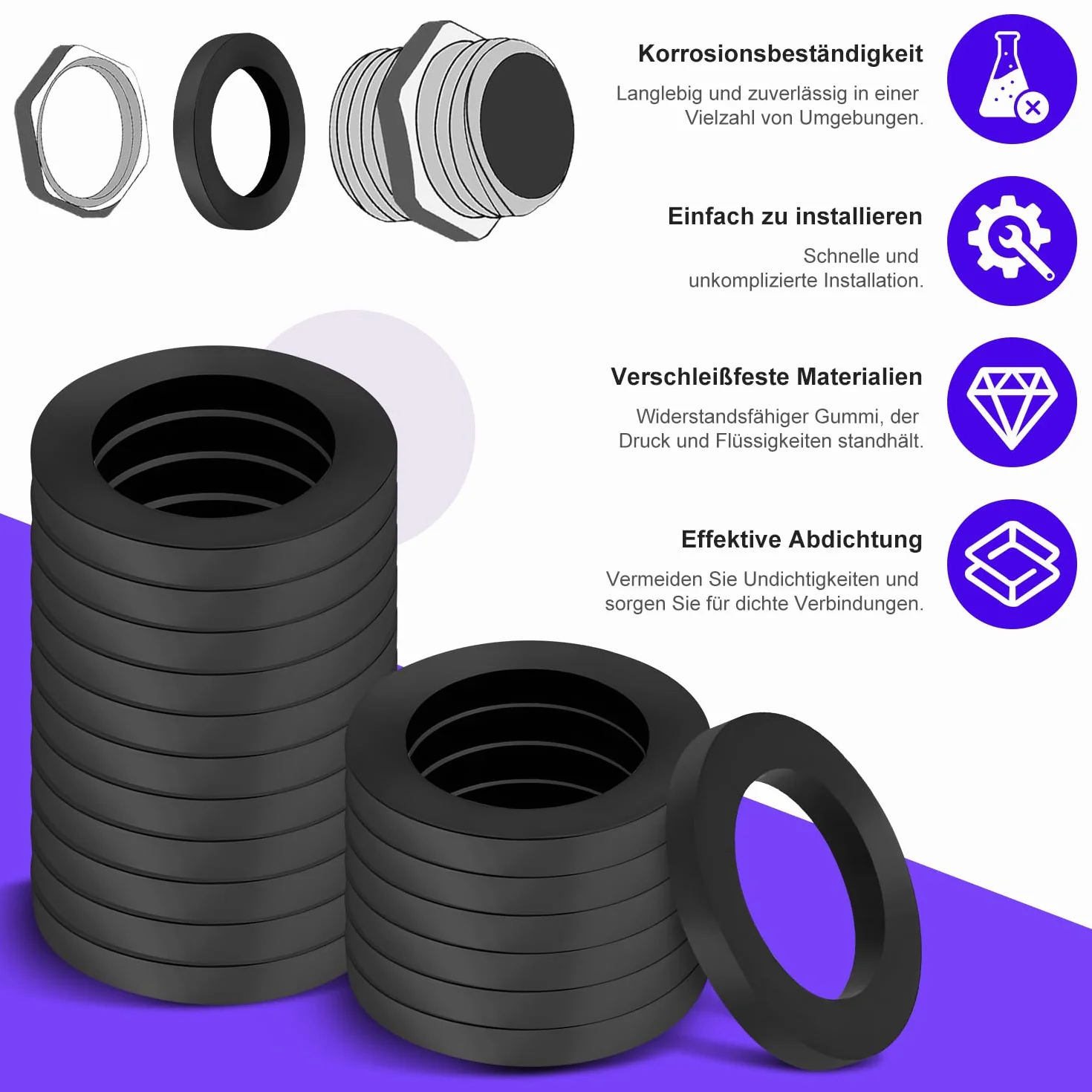 Pierścienie do mocowania drzwi pokojowych z tworzywa sztucznego, specjalne podkładki, pierścienie montażowe, bez śladów ścierania, średnica 10 x 15 x 1 mm/2 mm