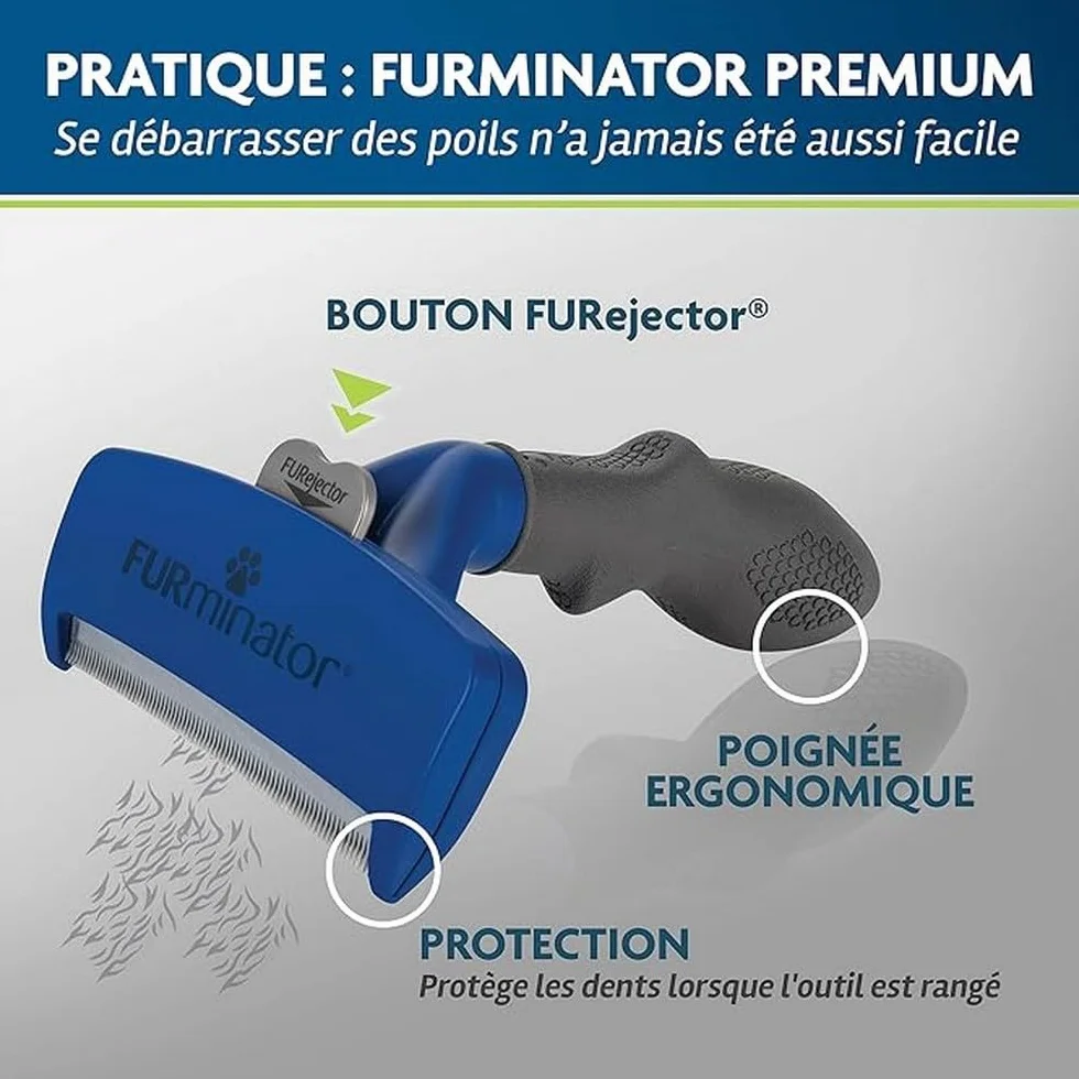 Furminator T691657 Szczotka dla Psa, L, Szary/Granatowy