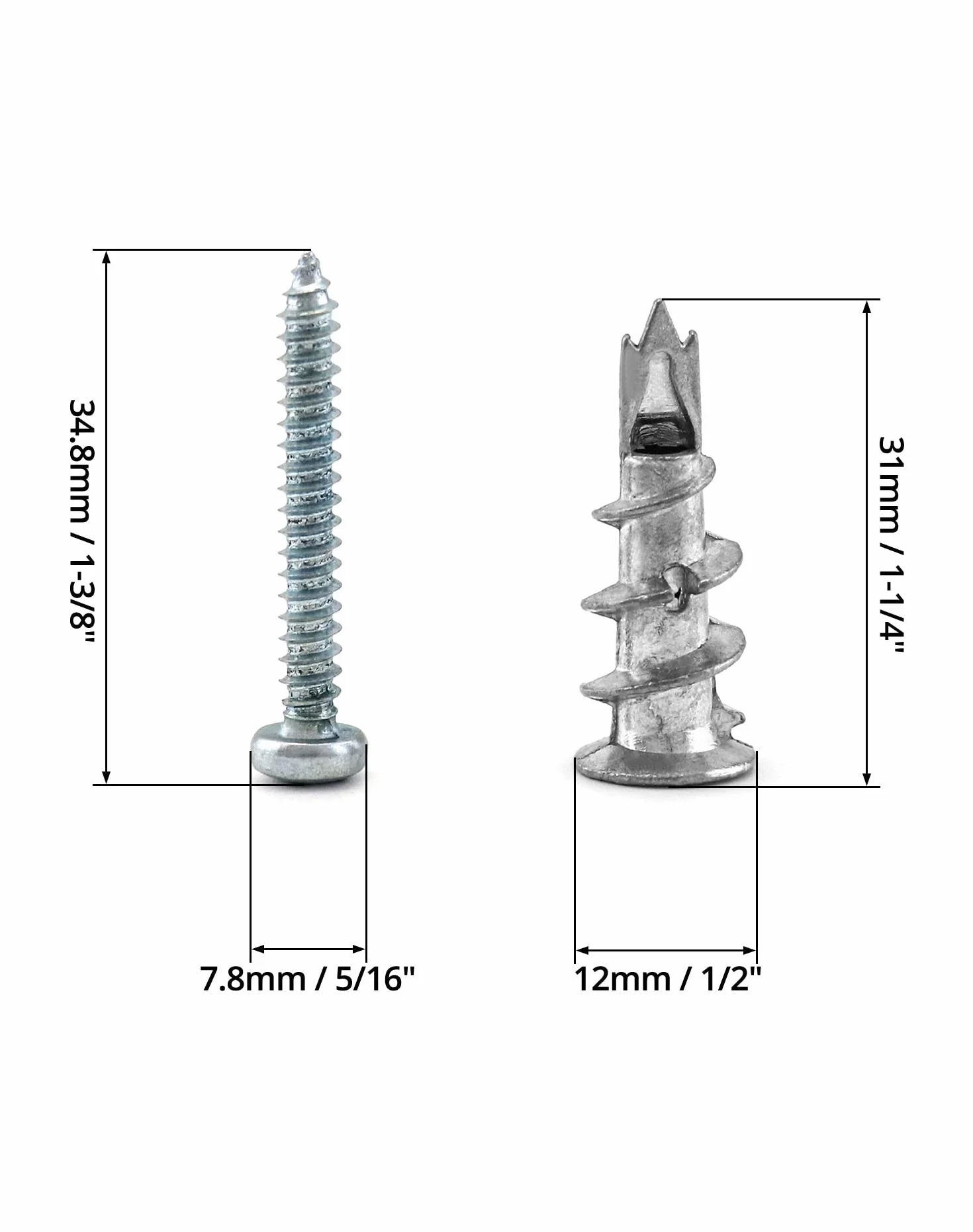 QWORK® Kotwy do płyt gipsowo-kartonowych, kotwy do płyt gipsowo-kartonowych, kotwy do płyt gipsowo-kartonowych, ze śrubami, do mocowania w betonie, cegle, płyt gipsowo-kartonowych, opakowanie 20 szt.