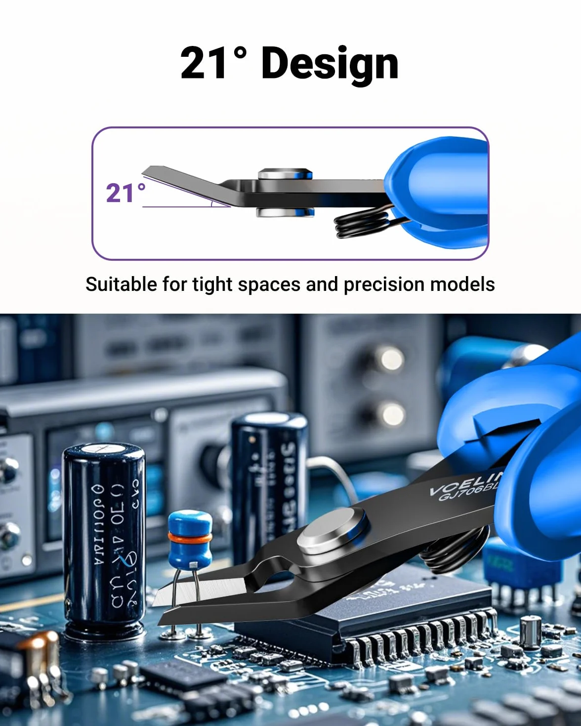 VCELINK Cutter boczny GJ706BL, precyzyjne szczypce Mini do elektroniki, modeli, PCB