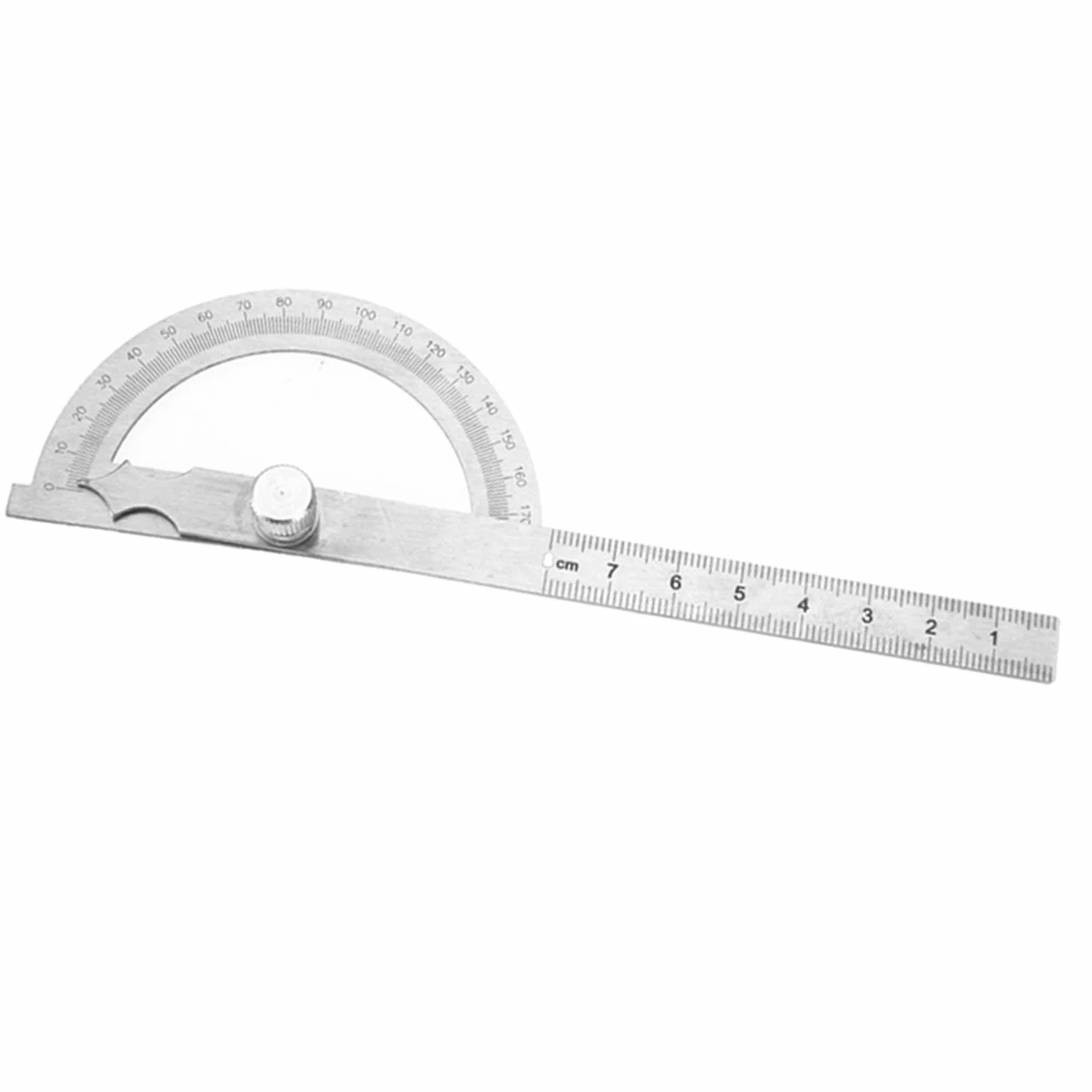 Kątomierz Goniometr Stal Nierdzewna 180 Stopni Regulowany z Linijką 15 cm Pomiarowy 80x120mm Narzędzie Precyzyjnego Mierzenia Kątów
