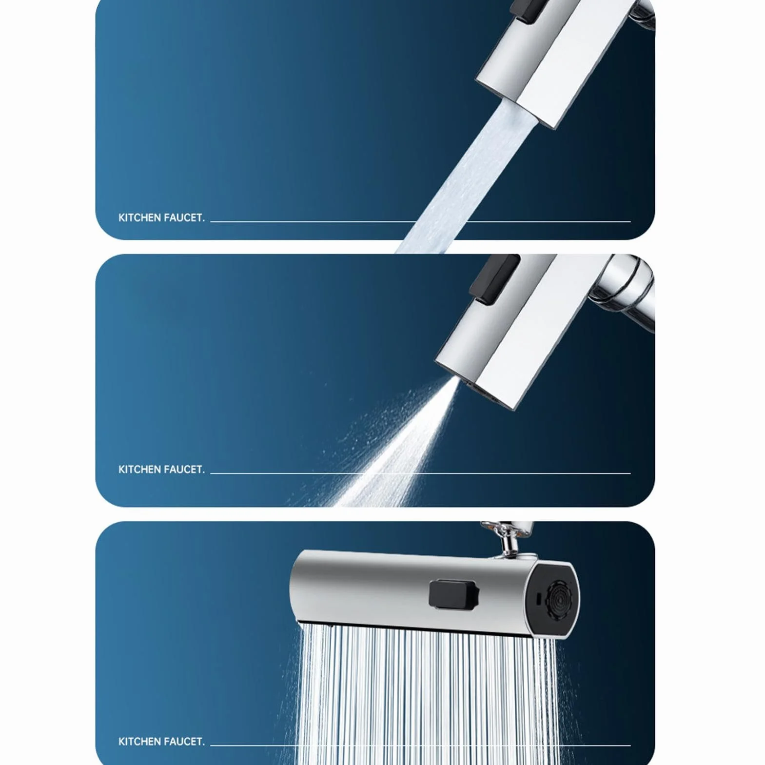 3-Function Kitchen Sink Faucet Sprayer Nozzle, Splash-Proof Faucet Attachment