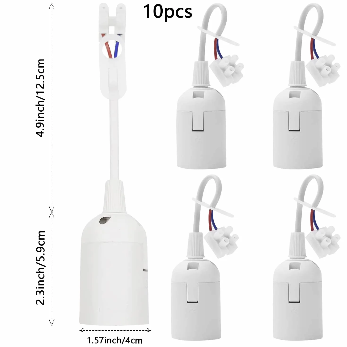 10 sztuk oprawek do lampy E27, oprawka zapasowa, uchwyt do renowacji, uchwyt lampy 4 A, 250 V, oprawka z kablem do salonu, żyrandola, kuchni, sypialni, żarówki, akcesoria (białe)