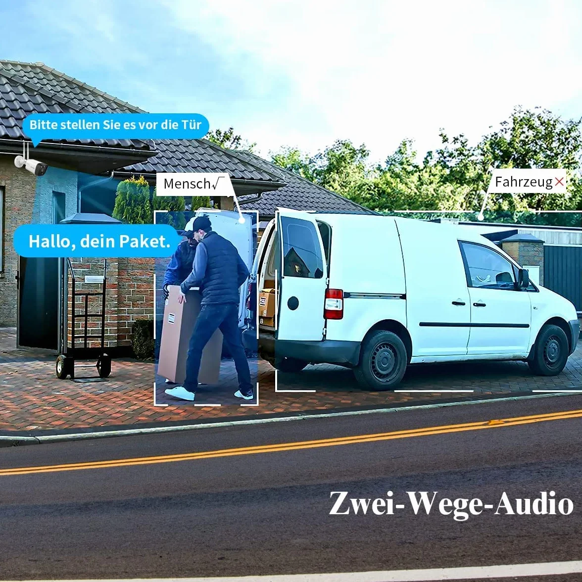 (kamera do monitoringu zewnętrznego, szerokokątny obiektyw WLAN; wykrywanie PIR) 5,0 MP, 2-drożne audio, 2-antenowe, system bezpieczeństwa, bezprzewodowy system kamer 5,0 MP, bezprzewodowy monitoring,