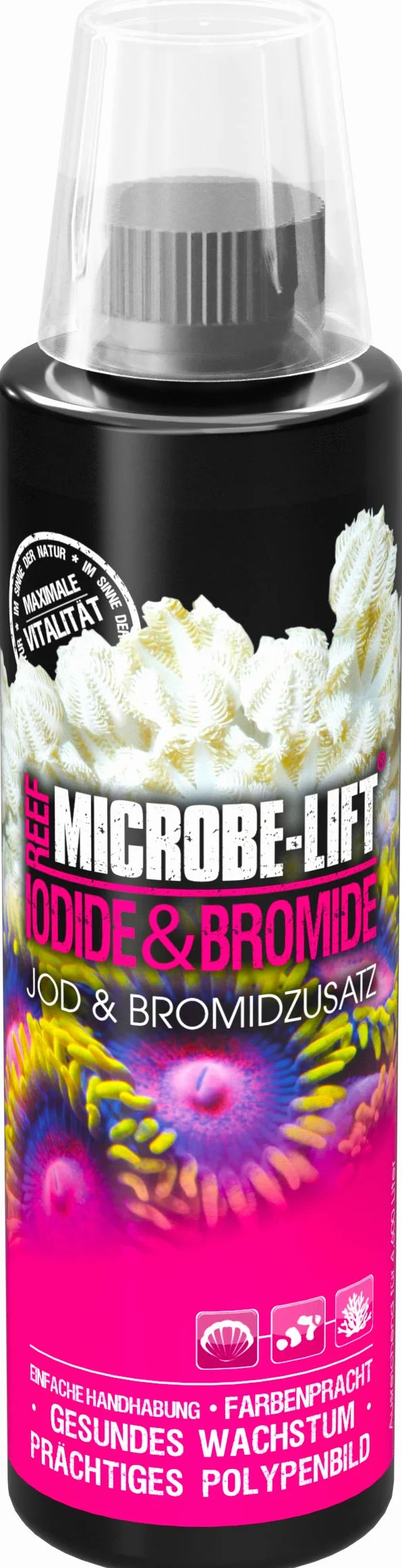 MICROBE-LIFT Iodide & Bromide – jod i dodatek bromidowy w jakości premium do każdego akwarium wody morskiej, bardzo wydajny, 236 ml