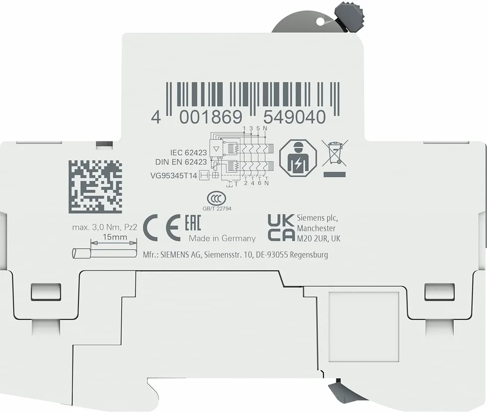 Siemens 5SV33464 wyłącznik ochronny FI 3P+N typ B krótki czas opóźniony 30 mA 63 A 400 V