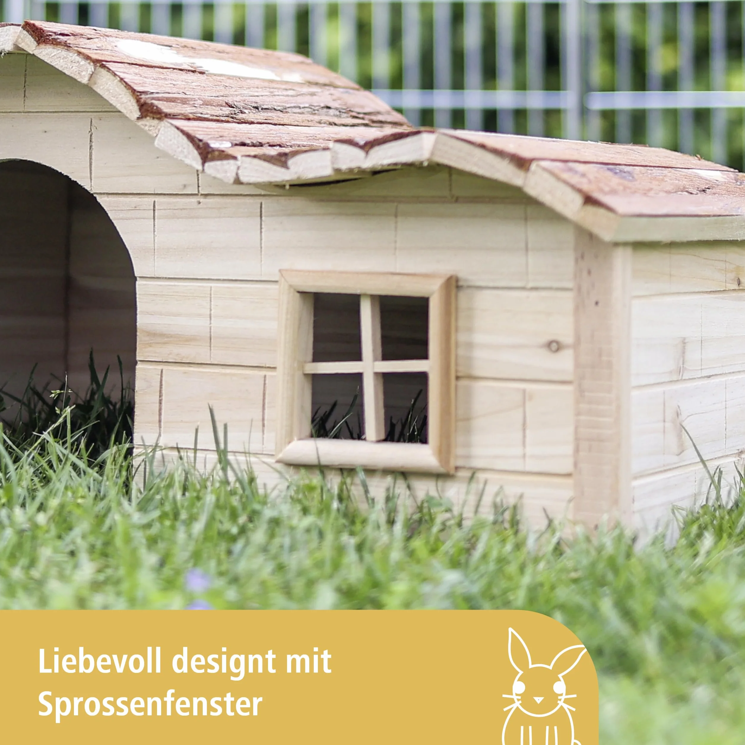 Kerbl Nature Plus domek z delikatnie zakrzywionym dachem, brązowy, 30 x 20 x 20 cm