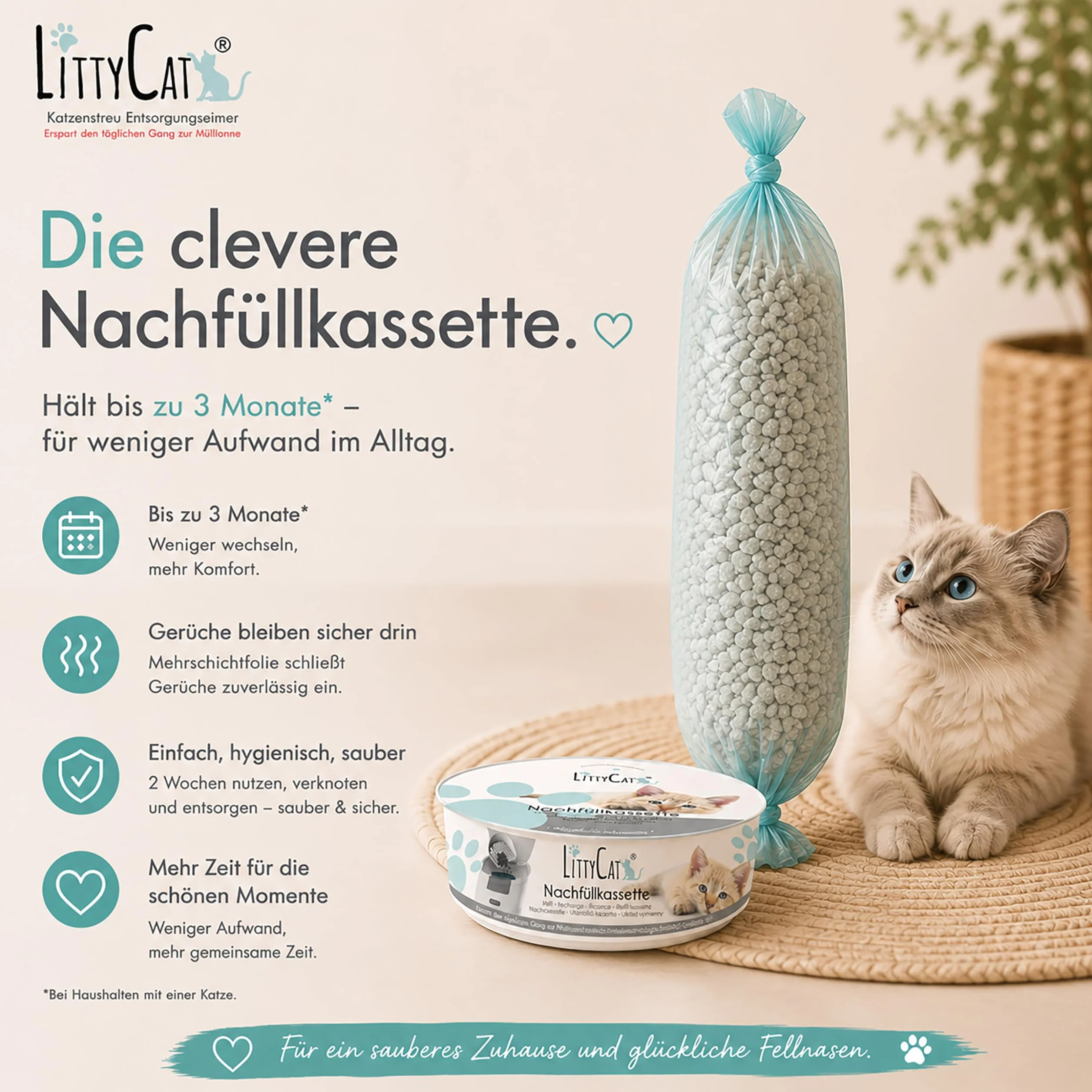 Littycat Pojemnik na odpady z szufelką do napełnienia