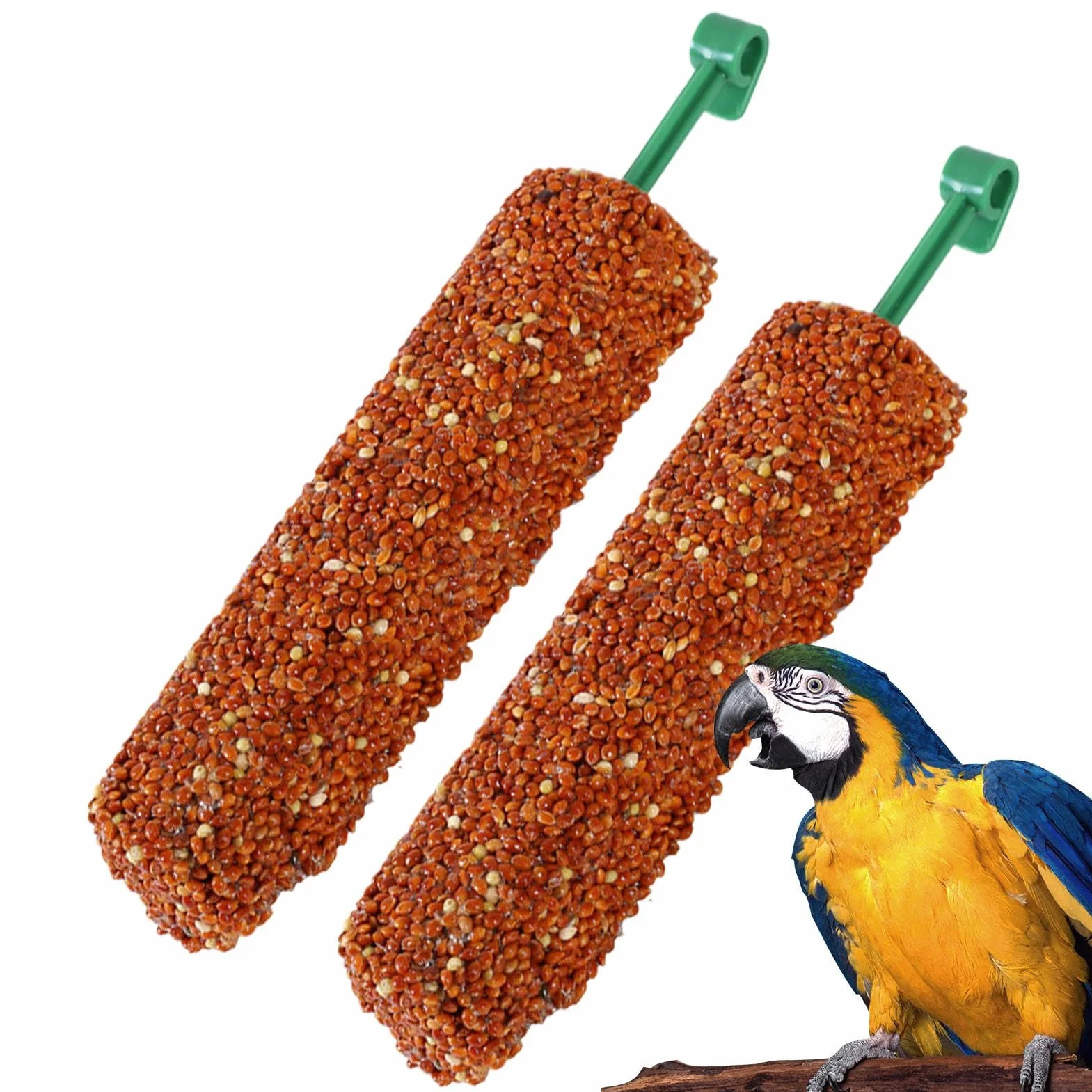 Parakeet Treats Sticks, Bird Snack Two, 5.51x0.98x0.98 inches Foraging Chew Food, Training Reward Bites, Nutritious Blend Formula, Ideal for Parrot, Finch, Myna, Conure Companions