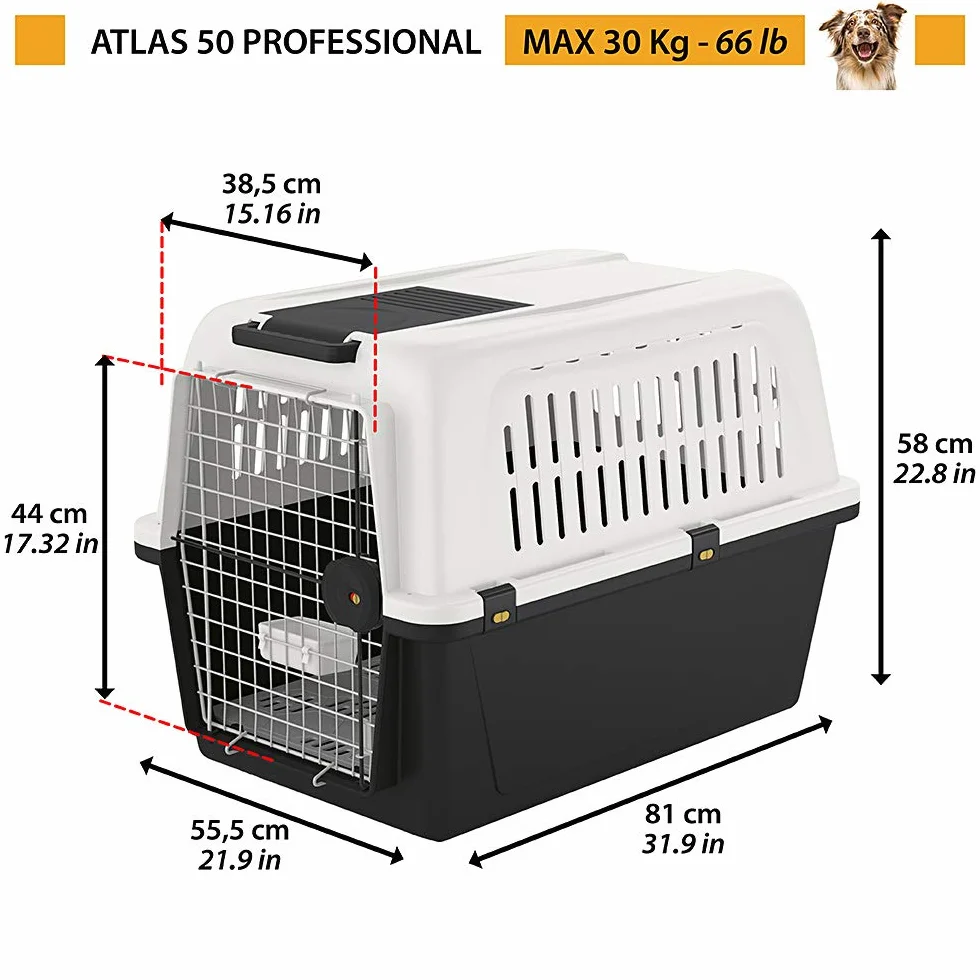 Atlas 50 Professional Buda dla psów 55,5 x 81 x 59,5 cm z systemem zamykania bezpieczeństwa