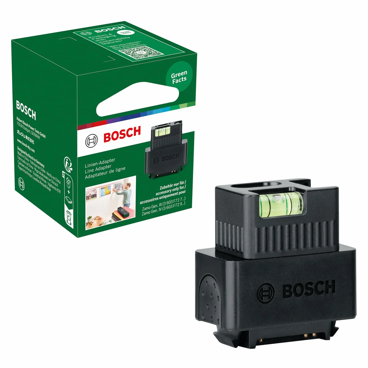 Bosch Adapter: poziomica do dalmierza laserowego Bosch Zamo (osprzęt do modelu Zamo 4. generacji, umożliwia łatwe wyrównywanie obiektów, opakowanie kartonowe)