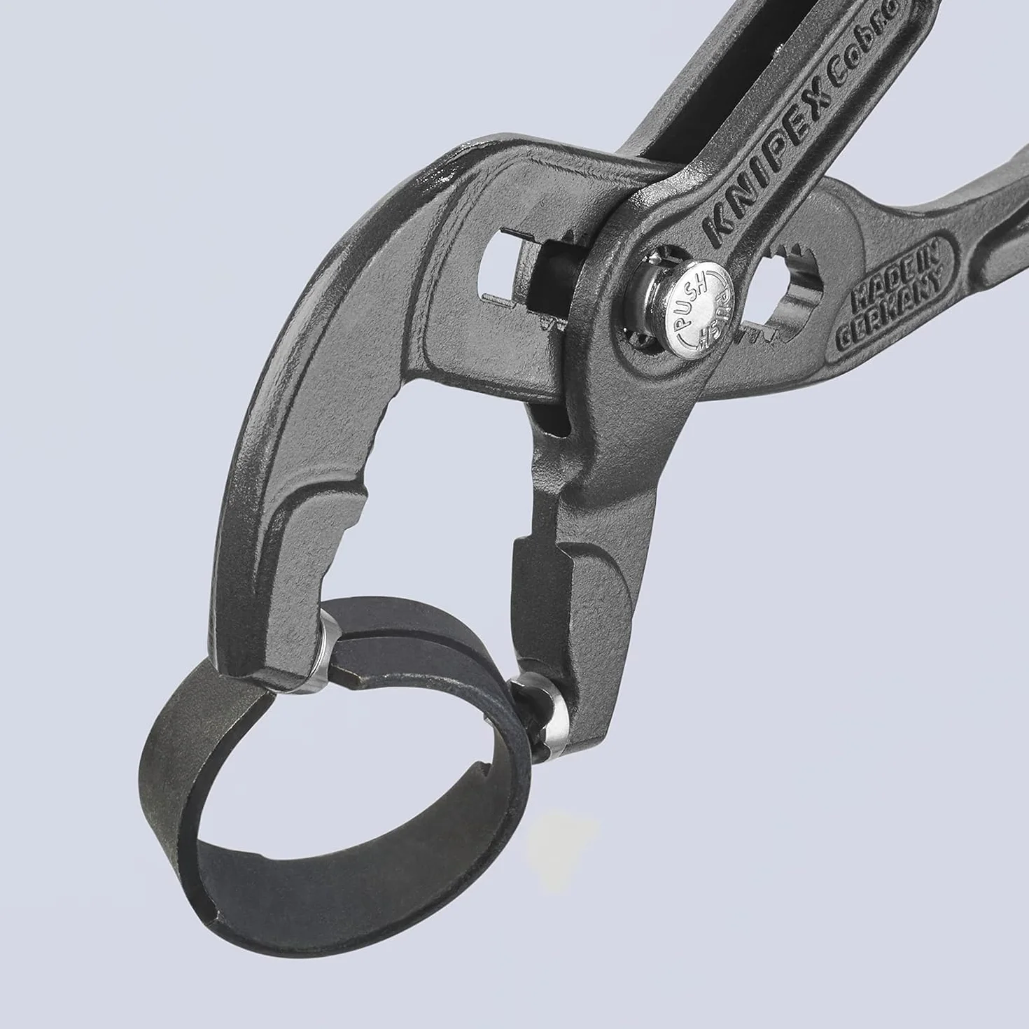 KNIPEX Szczypce do opasek zaciskowych z taśmy sprężynowej fosforanowana, szara pokryte antypoślizgowym tworzywem sztucznym 180 mm, 85 51 180 A