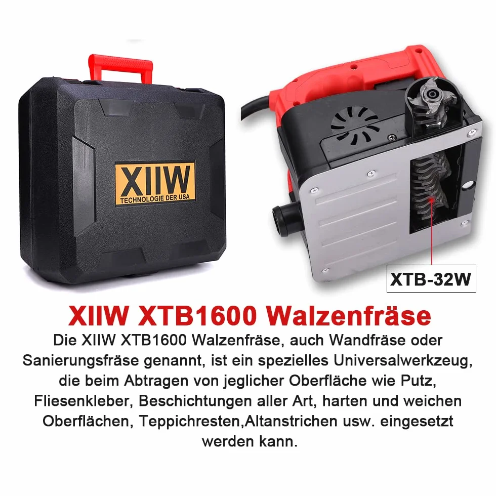 XIIW frezarka do betonu 1600W 4000UPM frezarka do walcowania frezarka renowacyjna frezarka do tynku frezarka do murów szlifierka do betonu walce szlifierka frezarka płaska frezarka do ściany Beton