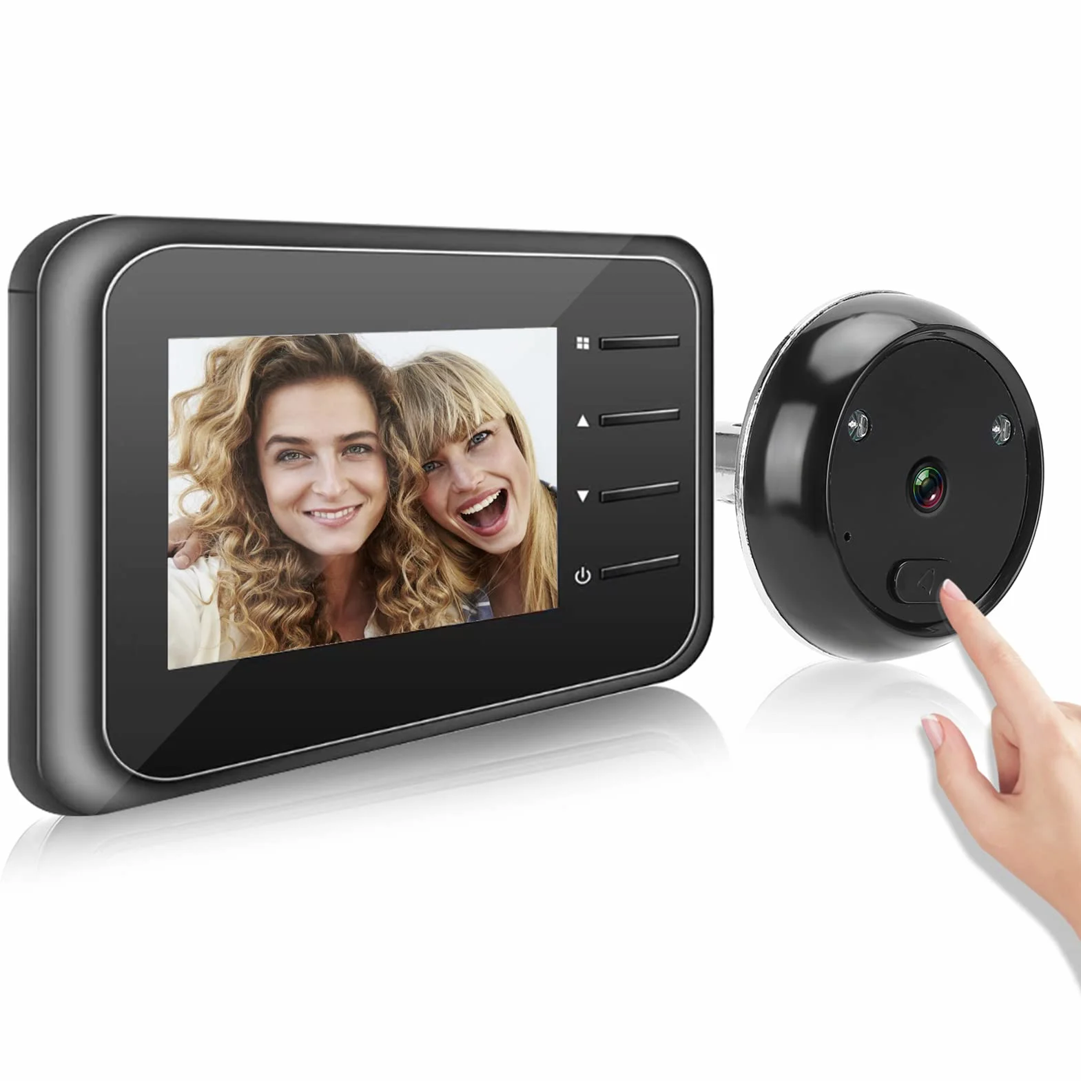 Bezprzewodowy Cyfrowy Dzwonek Wideo, Wizjer z Monitorem LCD 2,4 Cala, Elektroniczna Kamera Monitorująca Cat Eye, Szerokokątny Obiektyw HD 90°, Noktowizor w Podczerwieni, Migawka Ruchu