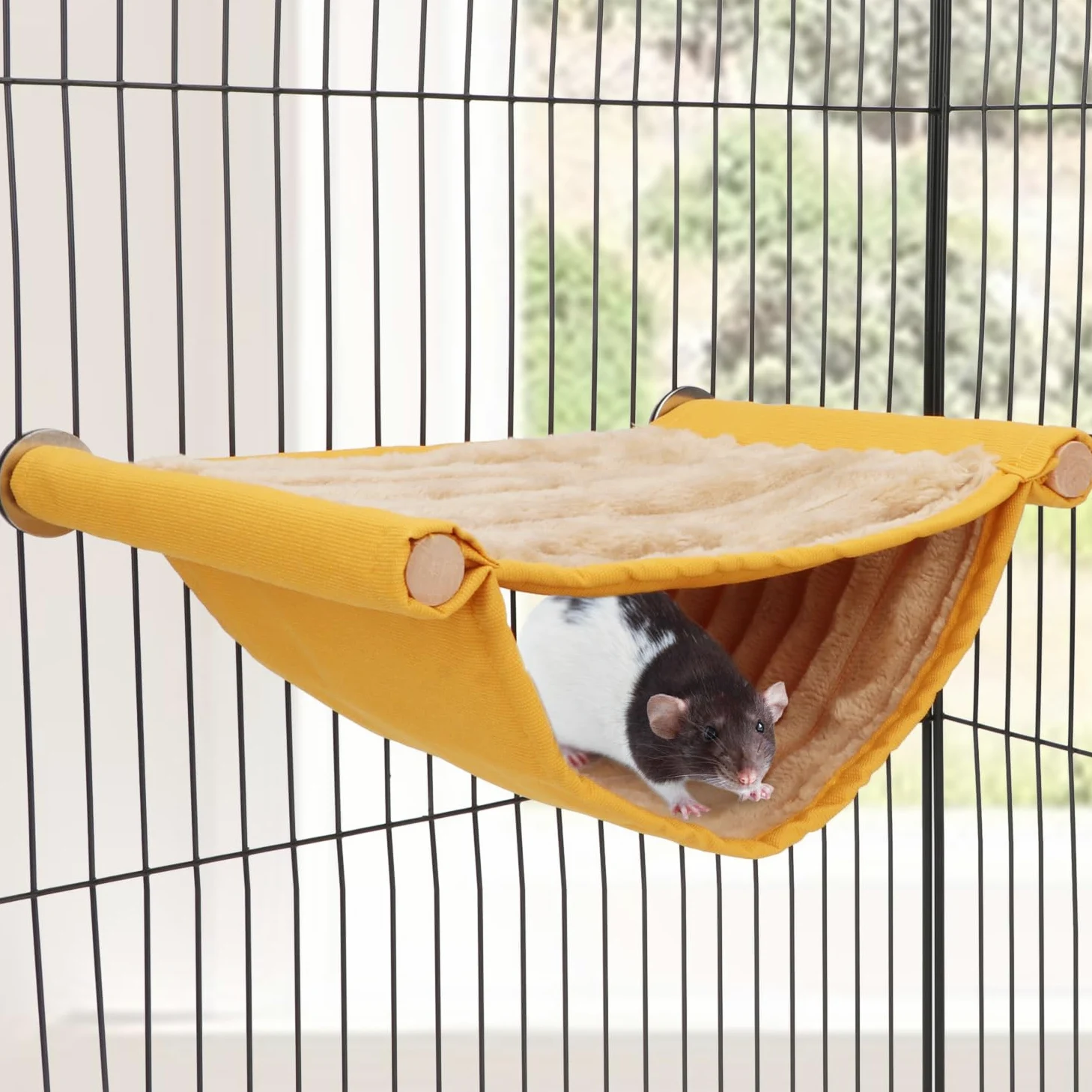 Wontee Chomik, pluszowy hamak, ptak, wiszące legowisko dla szczura, wiewiórki, szynszyli, myszkół, świnki morskiej, małych papug, papuga, papuga, papuga, ptak, kanarek (rozmiar M, żółty)