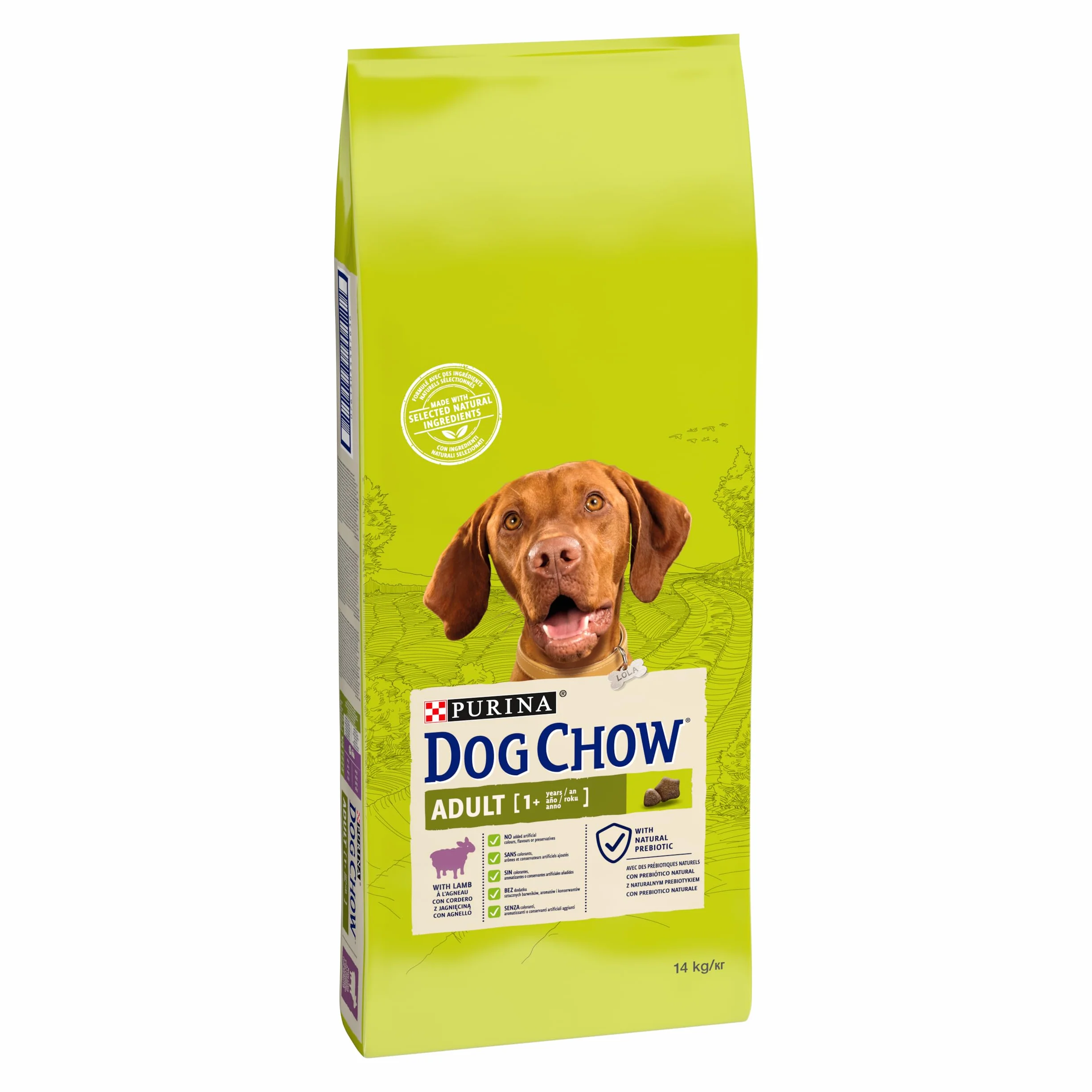 PURINA DOG CHOW | Dorosły | Karma dla dużych psów | Jagnięcina | Zestaw 1 szt. | 14 kg | Torba