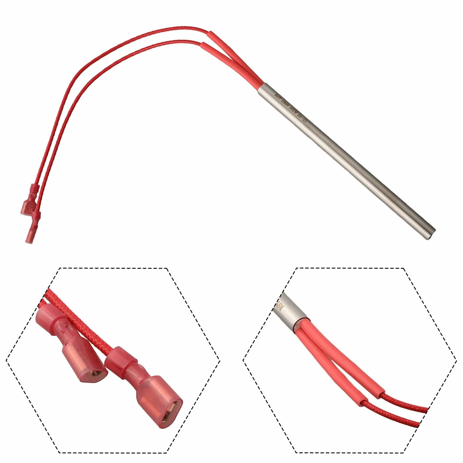Nemaxx Piec na pellet świecący zapłonnik 300 W 230 V kompatybilny z P6 P9 P12 pręt grzewczy ze stali nierdzewnej 9,5 mm 150 mm
