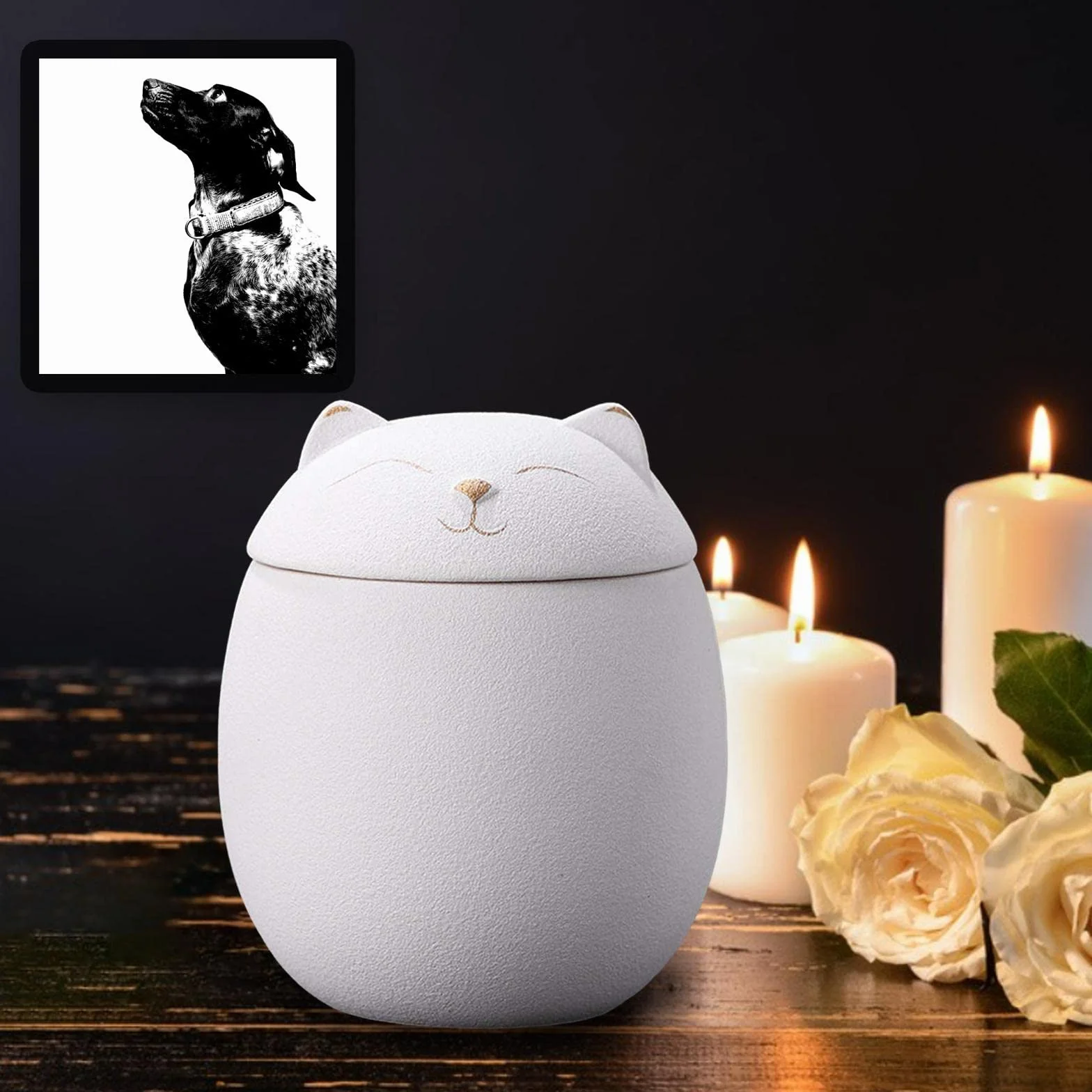 Ceramiczne pojemniki 500 ml urna na prochy pamiątki kot biały