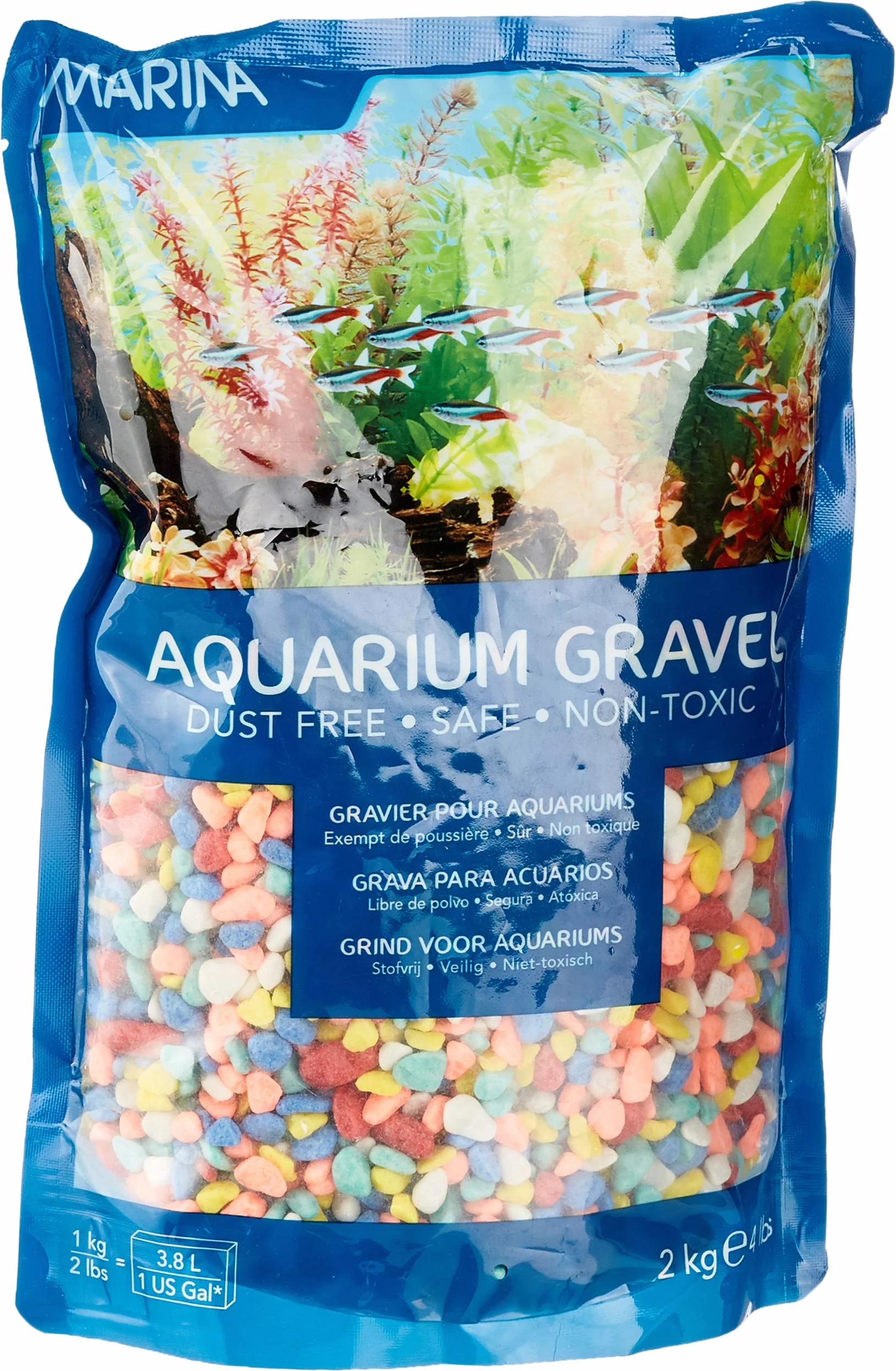 Marina Dekoracyjne akwarium tęczowy żwir, wielokolorowe, 2 kg