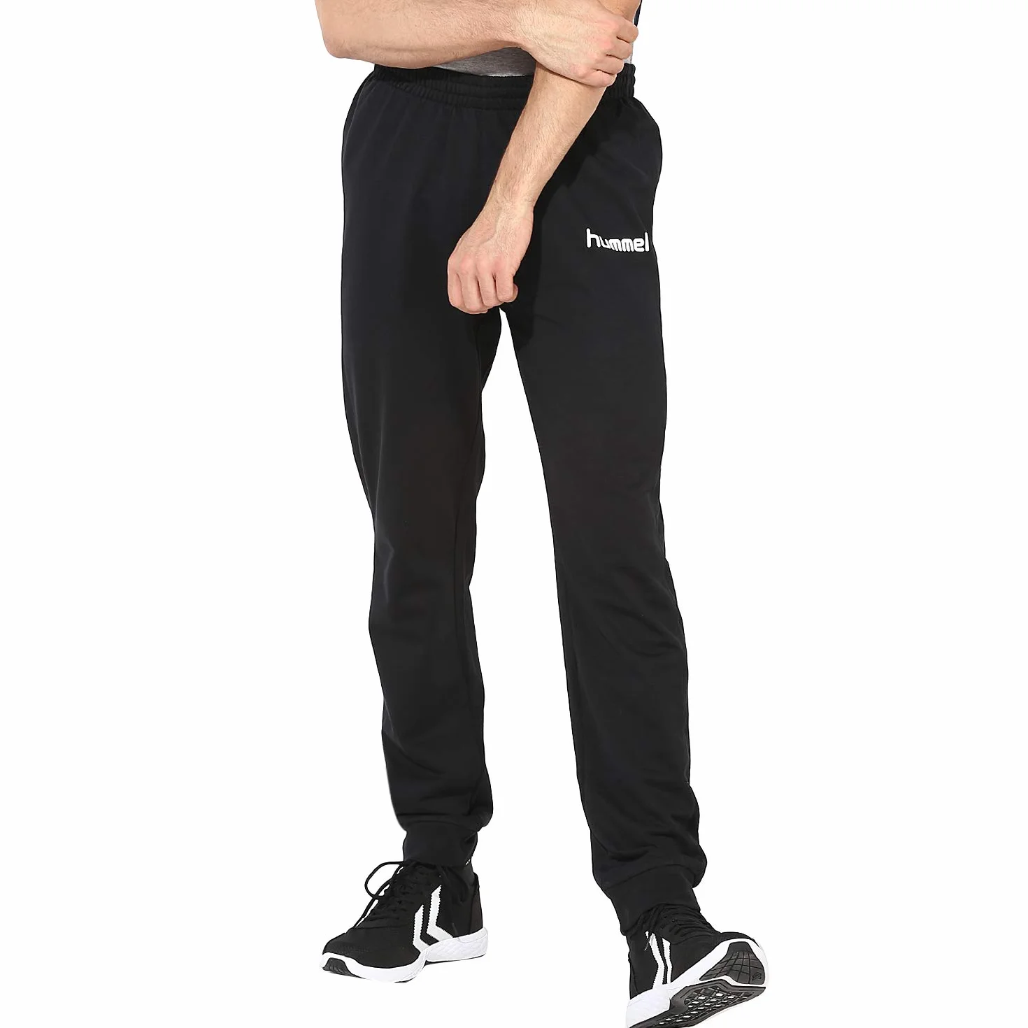Hummel CORE COTTON PANT bawełniane spodnie sportowe męskie, spodnie do fitnessu w kolorze czarnym, spodnie do biegania, komfort 320 g/m2, do uprawiania sportu i fitnessu