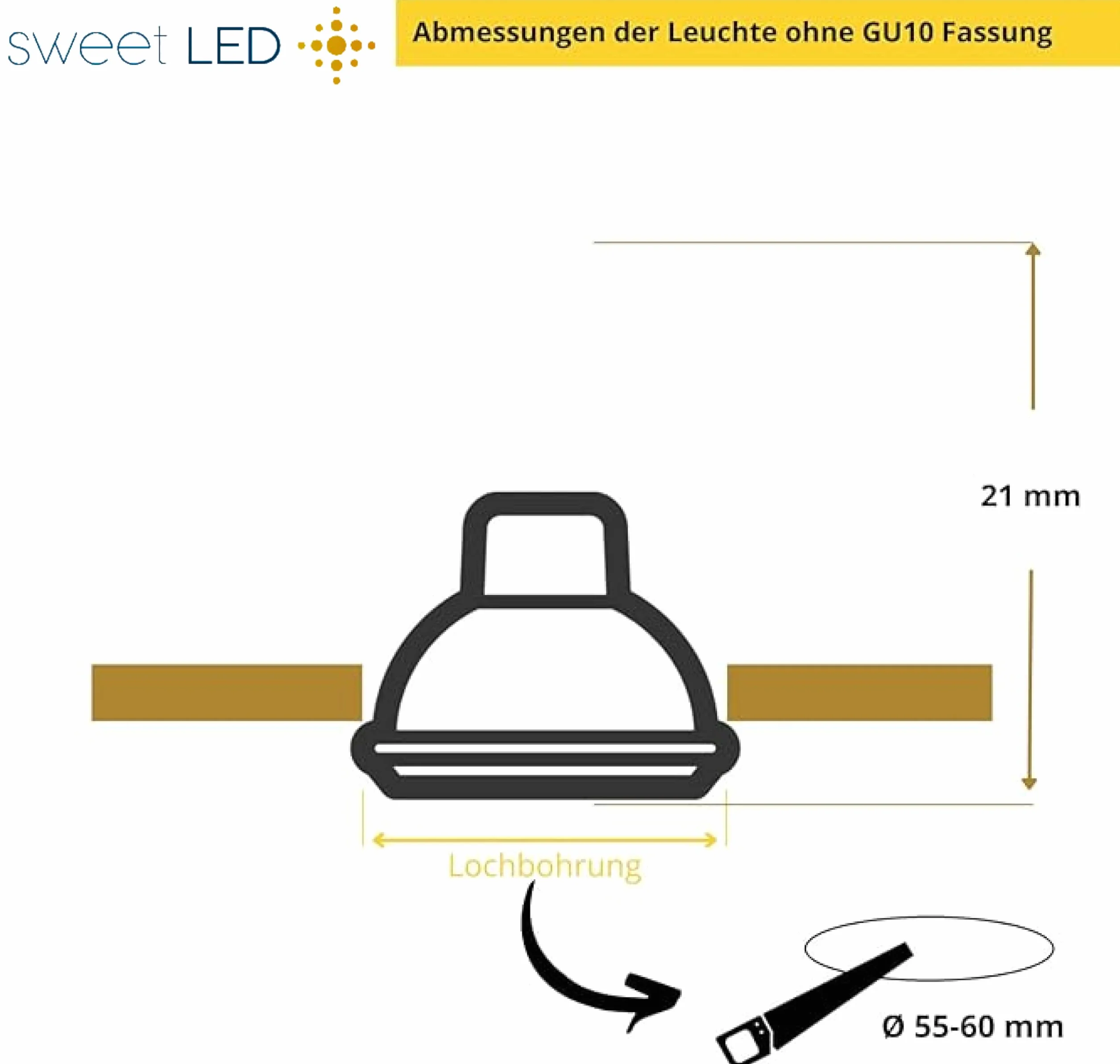 sweet-led zestaw 4 szt. mini ultra płaskie okrągłe lampy meblowe do zabudowy, IP44 ochrona przed pryskającą wodą - wilgotne pomieszczenia, wpuszczany reflektor LED do mebli w kuchni i łazience, reflektor punktowy spot, ledowe oczko 250 lumenów 3.5W 12 V (
