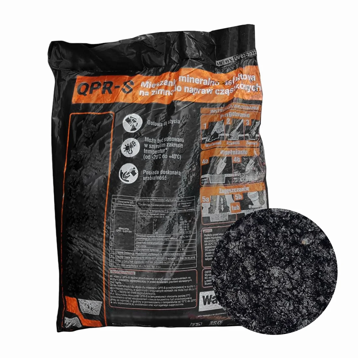 Budomex Asfalt na zimno, mieszanka mineralno-asfaltowa, do napraw powierzchni drogowej, 25 kg