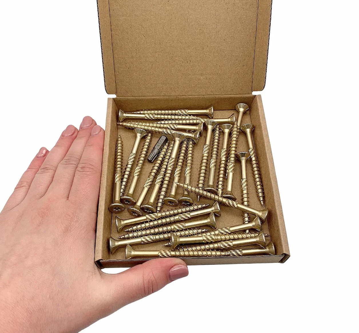 Zestaw 30 śrub do drewna ze stali ocynkowanej żółta łbek Torx Typ 17 Śruby z łbem stożkowym 6,0 x 70 mm