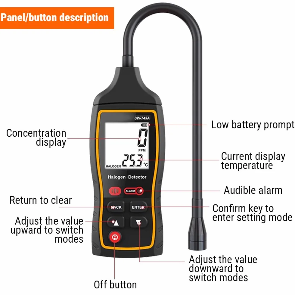 Detektor Gazu, Detektor Gazu Halogenowego 0 Do 1000 PPM Dźwięk Światło Alarm Wibracyjny Cyfrowy Tester Wycieku Czynnika Chłodniczego W Klimatyzacji, Regulowana Czułość
