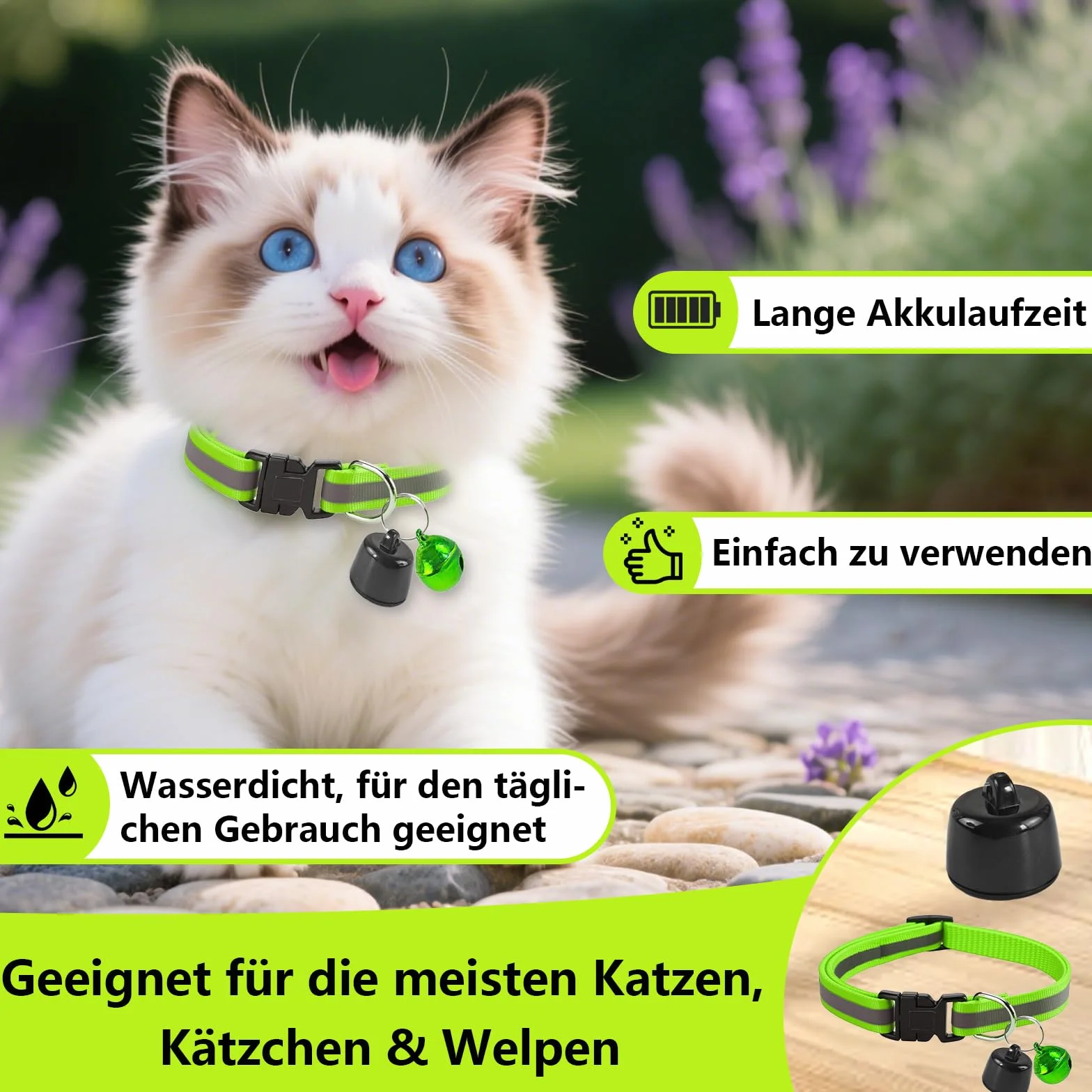 Lokalizator GPS dla kotów, kompatybilny z systemem iOS i Android, śledzenie lokalizacji na całym świecie, bez ABO, mini tracker zwierząt domowych do trackera kotów, śledzenie kotów