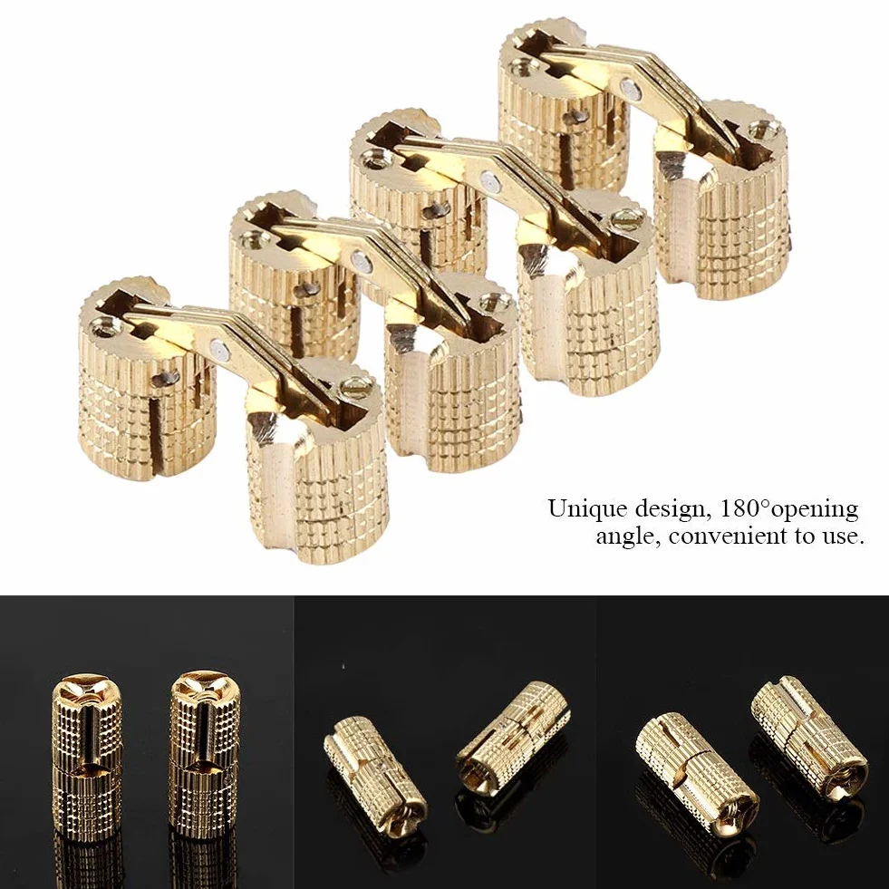 Eastbuy Zawias beczki - 4 cz??ci/pakiet mied? mosi?dz szafka pude?ko pude?ko na prezent ukryty zawias beczki 8 mm k?t otwarcia 180°