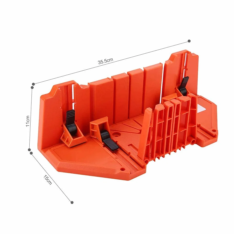 Skrzynka uciosowa z piłą i szczypcami do przycinania drewna – plastikowa skrzynka do cięcia, 35,5 x 11 x 15 cm, narzędzie ogrodnicze i DIY