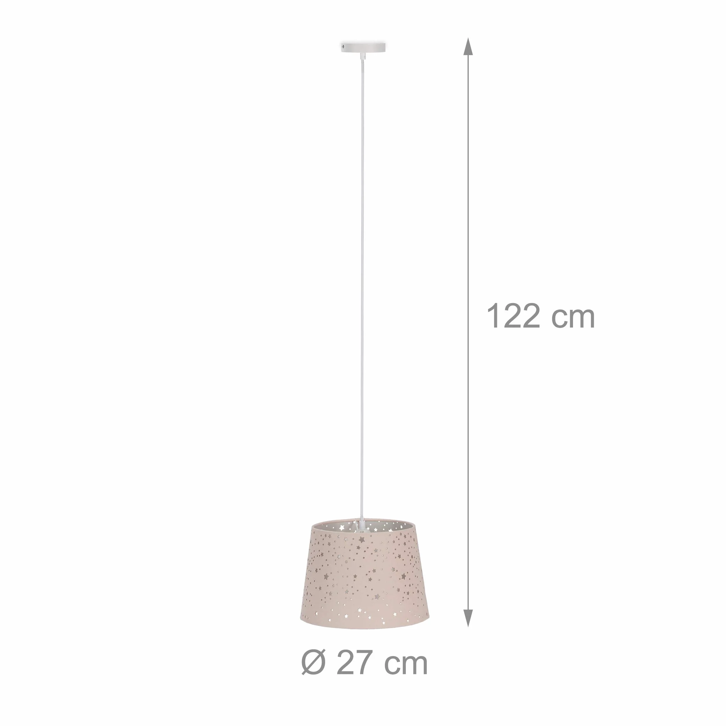 Relaxdays lampa dziecięca gwiazdki, wisząca lampa z kloszem dla dziewczynek, motyw nieba, E27, okrągły klosz, różowy