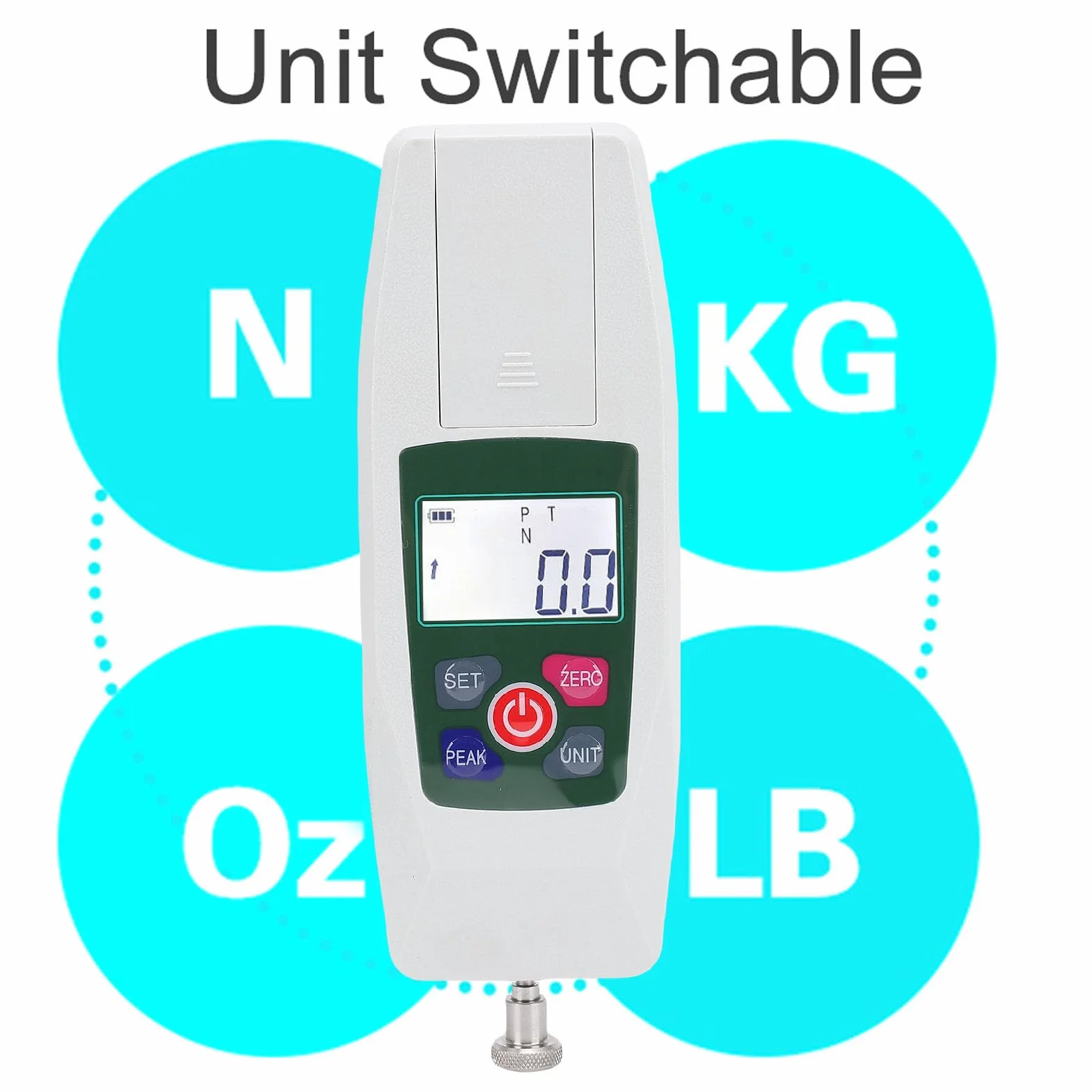 Cyfrowy Miernik Siły, Push Pull Tester 100N/10 Kg Pojemność z Maksymalnym Obokiem, 4 Jednostki Konwersja, Alarm Ograniczający kontrolę przemysłową, laboratoryjną i jakość -