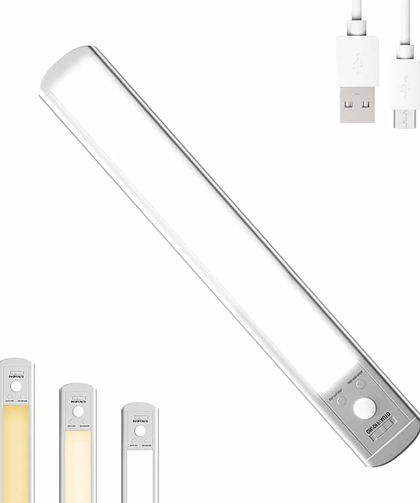 Epicflare Oświetlenie kuchenne pod szafką, 66 diod LED, czujnik ruchu, światła wewnętrzne, ściemniane, ładowane przez USB, oświetlenie pod szafką, magnetyczne światło nocne