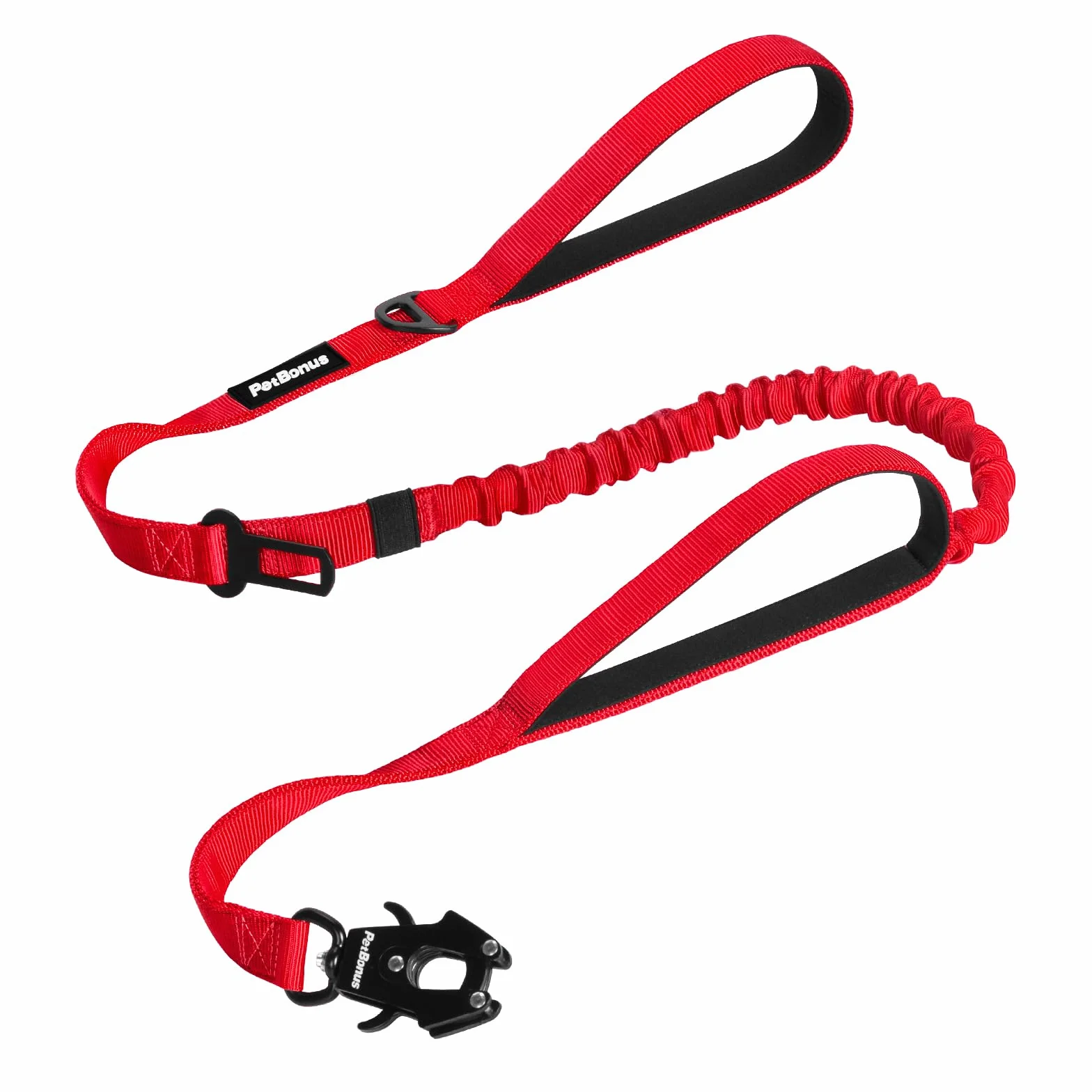 PetBonus Heavy Duty Taktyczna smycz dla psa, 1,5 m, bungee z 2 wyściełanymi uchwytami, pas bezpieczeństwa, smycz treningowa No Pull dla dużych i średnich psów