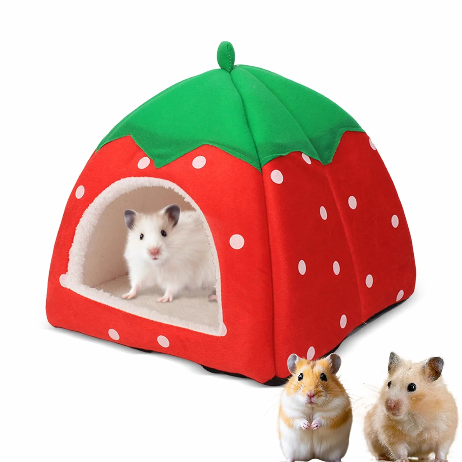 Domek dla świnki morskiej, przytulna jaskinia z wyjmowaną matą, łóżko dla świnki morskiej, szczurów, akcesoria dla królików miniaturowych, chomików, chomików, wiewiórek (24 x 24 cm, czerwony)