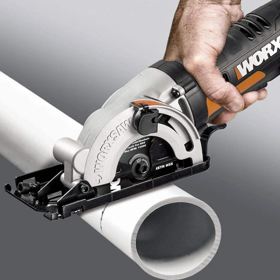 WORX WX527.9 Akumulatorowa Ręczna Pilarka Tarczowa WORXSaw 20 V, Cięcie Zanurzeniowe i Piłujące do 27 mm, do Drewna, Cienkiego Metalu, Ceramiki, Tworzyw Sztucznych, bez Akumulatora i Ładowarki