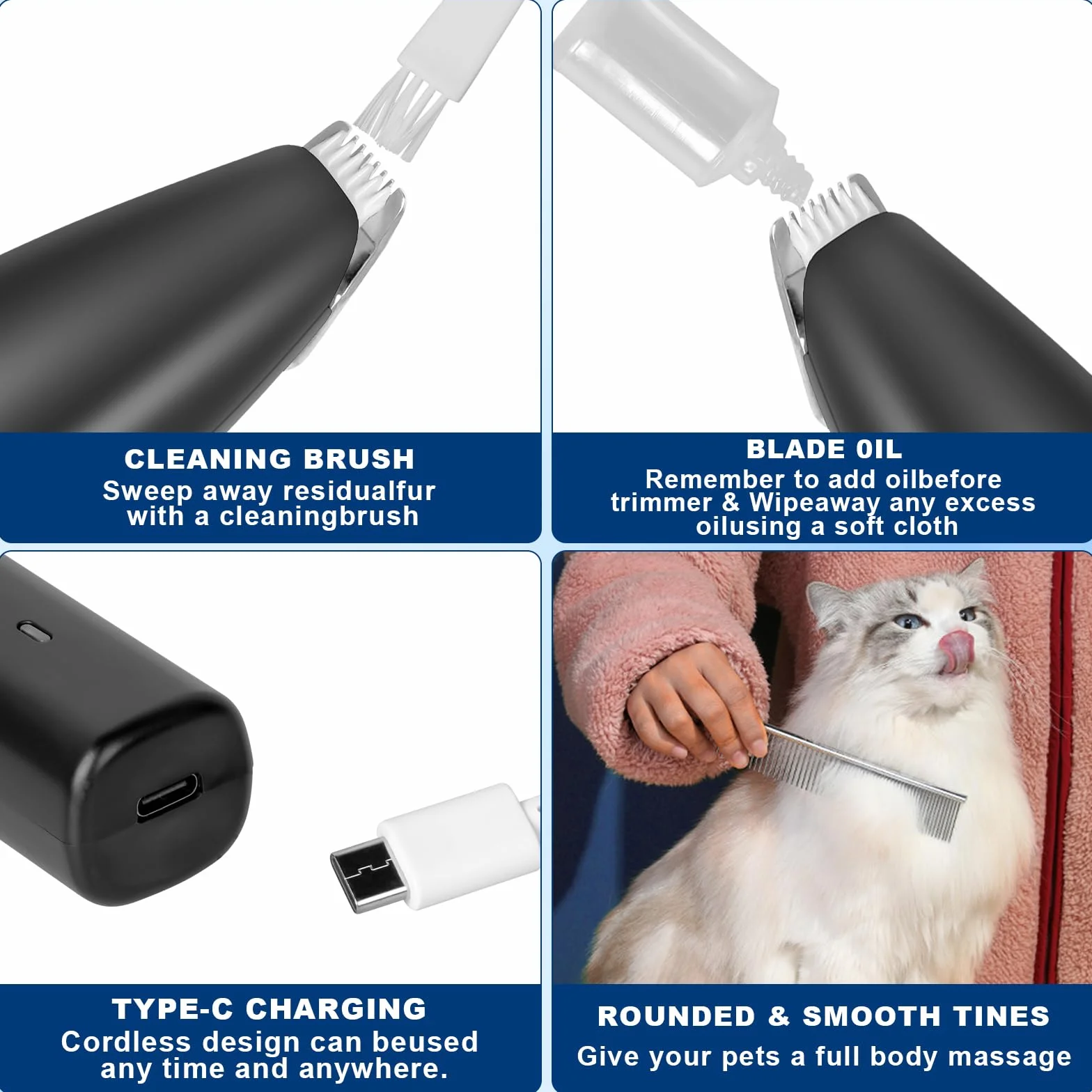 Maszynka do strzyżenia kotów, zestaw do pielęgnacji kotów, ładowalna przez USB, bezprzewodowa maszynka do strzyżenia sierści dla małych psów, kotów, zwierząt domowych, elektryczna maszynka do