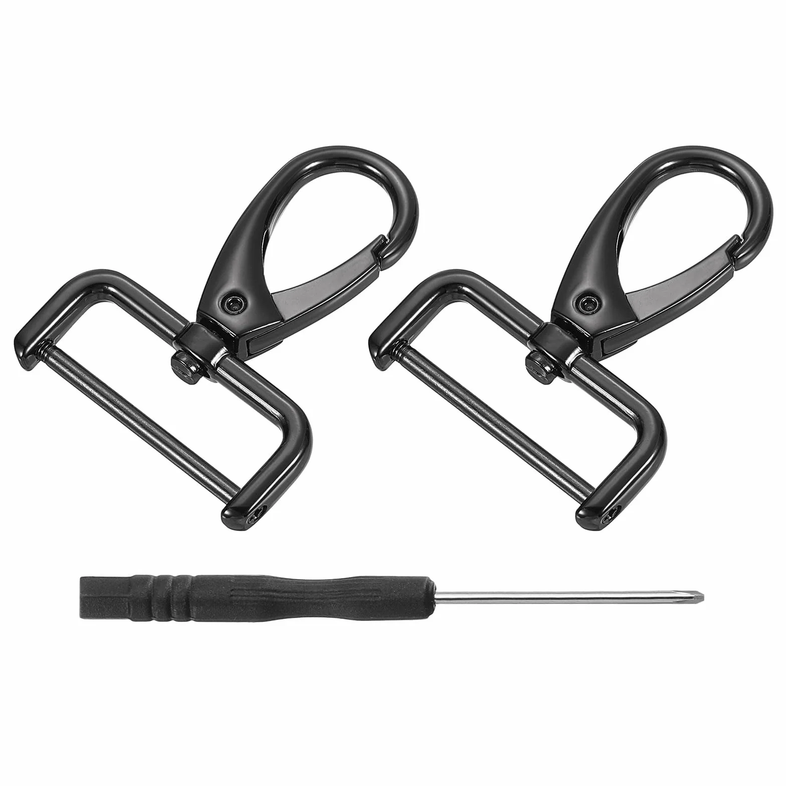 QUARKZMAN 2 szt. Obrotowe zapięcia na haczyk 32 mm (1-1/4") D pierścień odpinany metalowy haczyk zatrzaskowy hak pazur hak ze śrubokrętem do torby na klucze DIY czarny