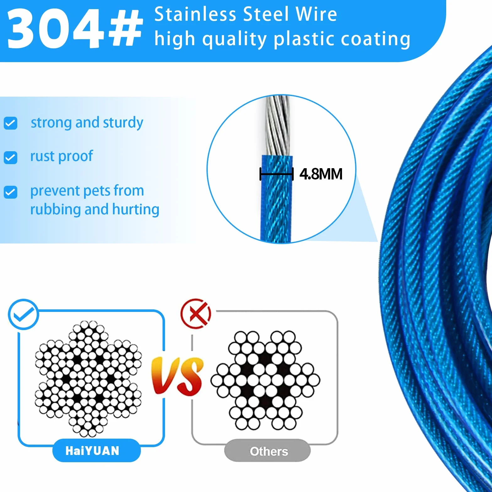 Kabel do wiązania dla psa, 30 cm, 30 cm, do ogrodu, drut stalowy, z trwałymi, doskonałymi klipsami, fioletowe łańcuszki dla psa na zewnątrz, dla dużych psów o wadze do 75 kg