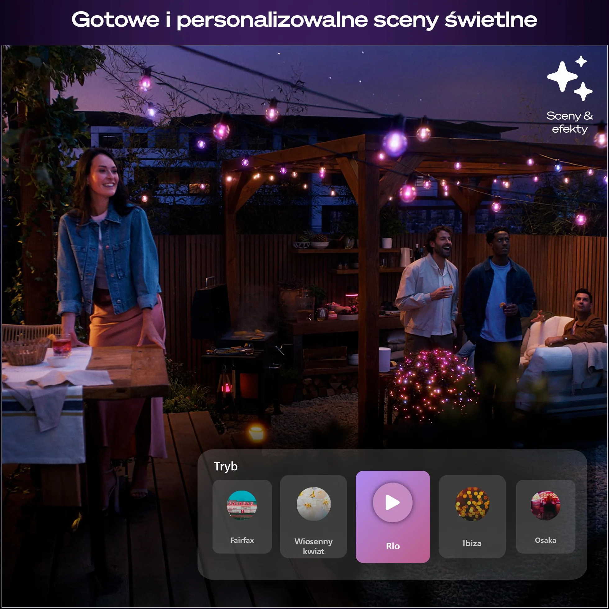 Philips Hue Festavia Globe Oświetlenie Na Zewnątrz, Biała i Kolorowa Atmosfera, 7 M, 10 Żarówek, Ściemniane, Sterowanie za pomocą Aplikacji Hue, Współpracuje z Alexa, Google Assistant i Apple Home