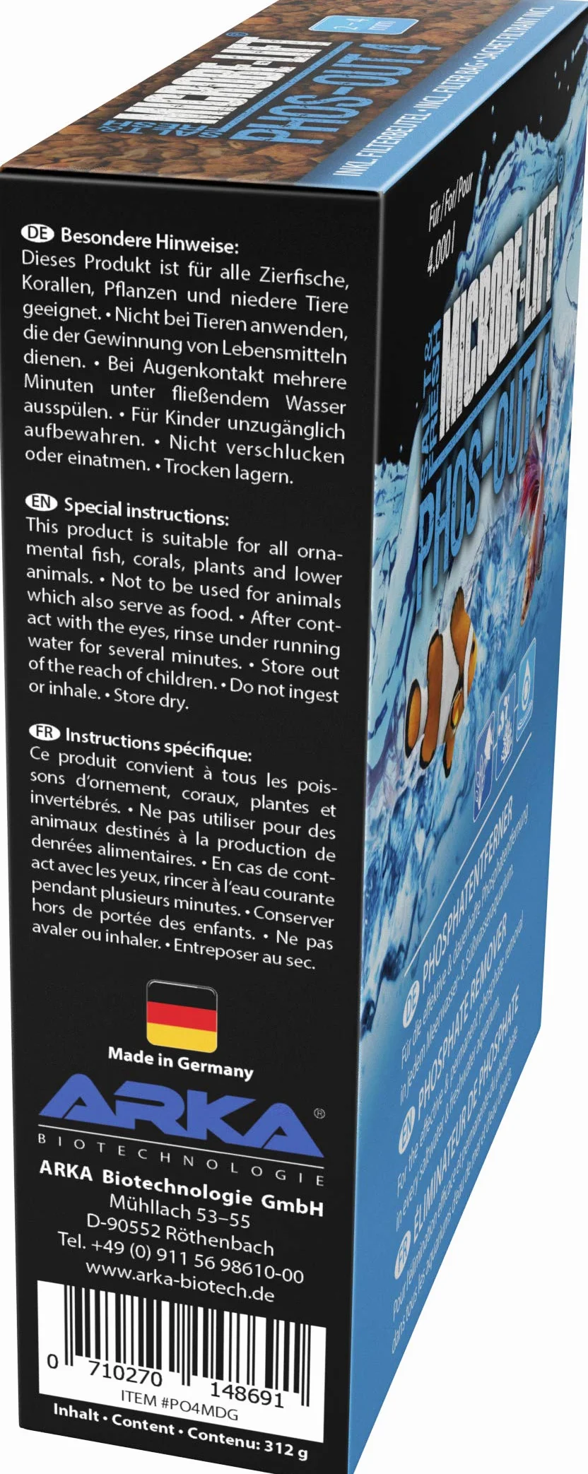 MICROBE-LIFT Phos-Out 4 medium filtracyjne - środek do usuwania fosforanów do wszystkich akwariów, usuwa fosforany, krzemiany, siarczki i substancje żółte, na bazie wodorotlenku żelaza, 312g