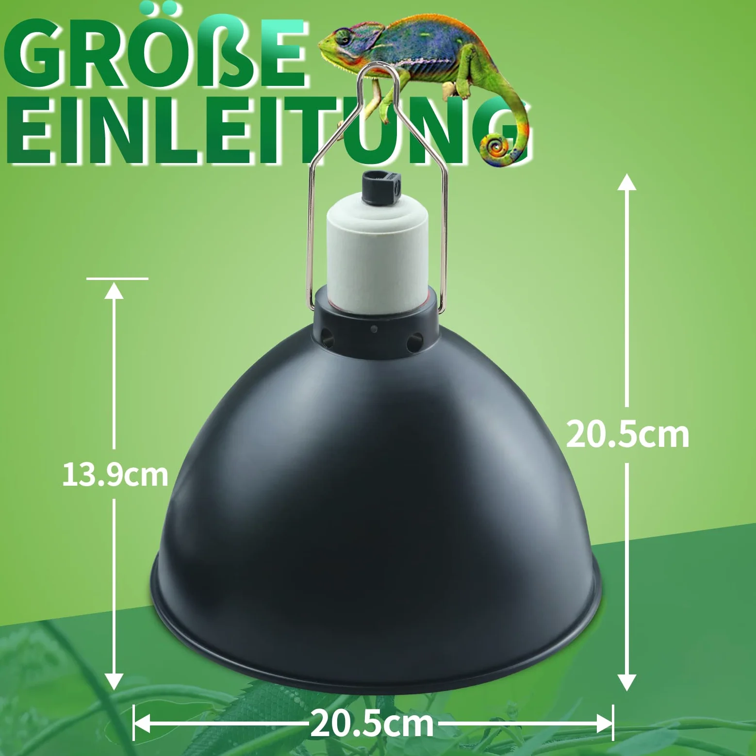 LUCKY HERP 20,5 cm gady, terrarium, kopuła, E27, aluminiowa lampa reflektorowa do lampy grzewczej, 250 W, lampa do terrarium, UVB dla żółwia, bartagame, kurczaka, psa